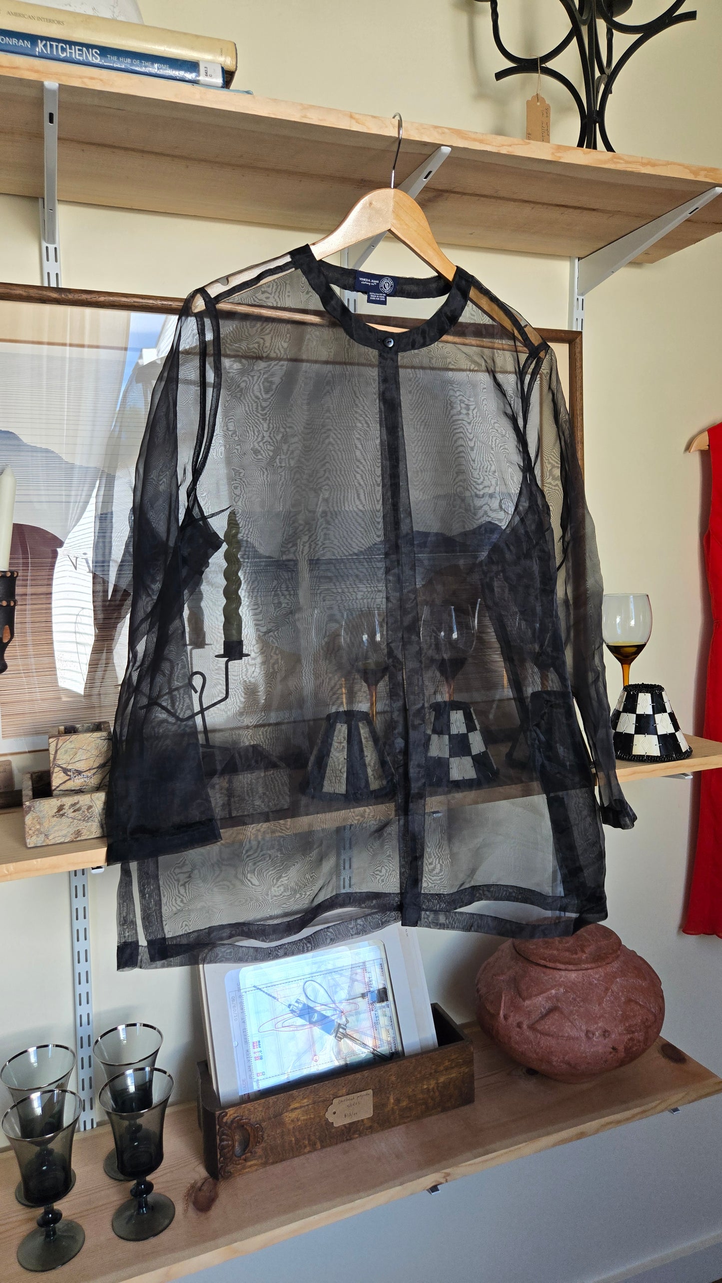 Venezia black sheer jacket top