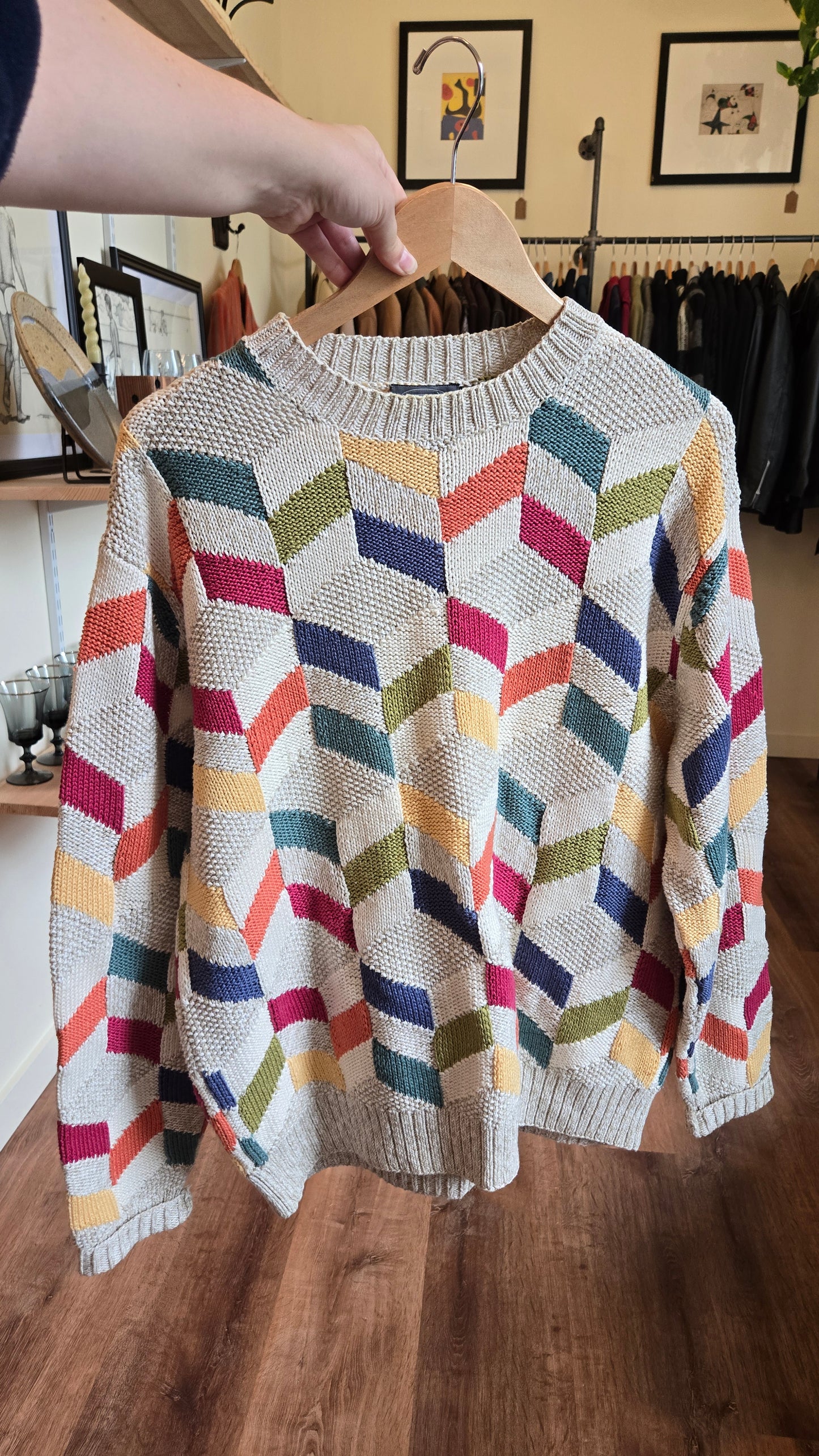 Talbots pastel shapes sweater