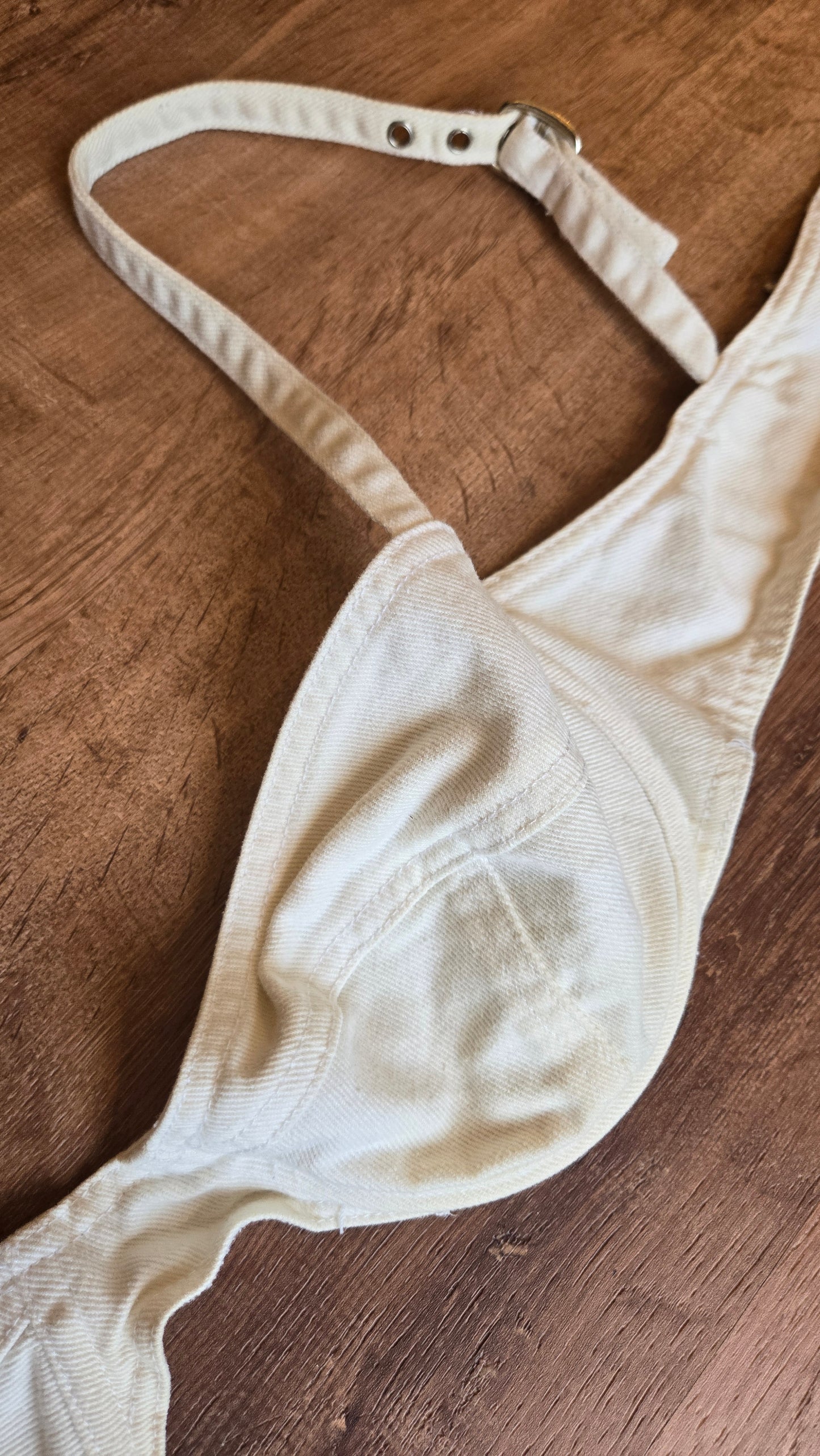 DKNY white cotton denim bralette