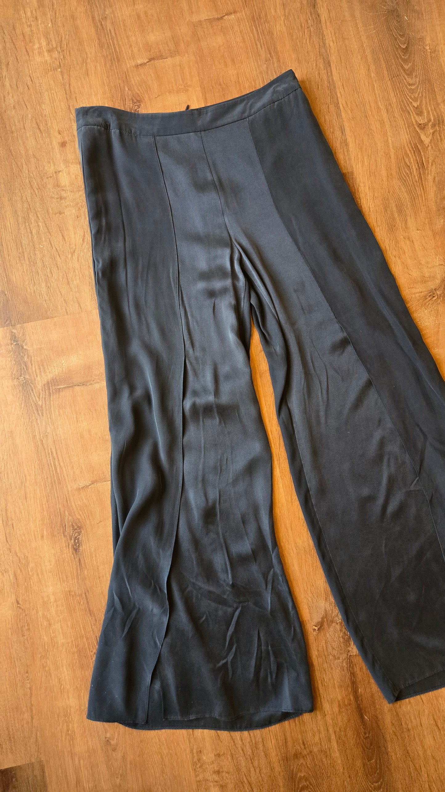 Navy silk layered split pants