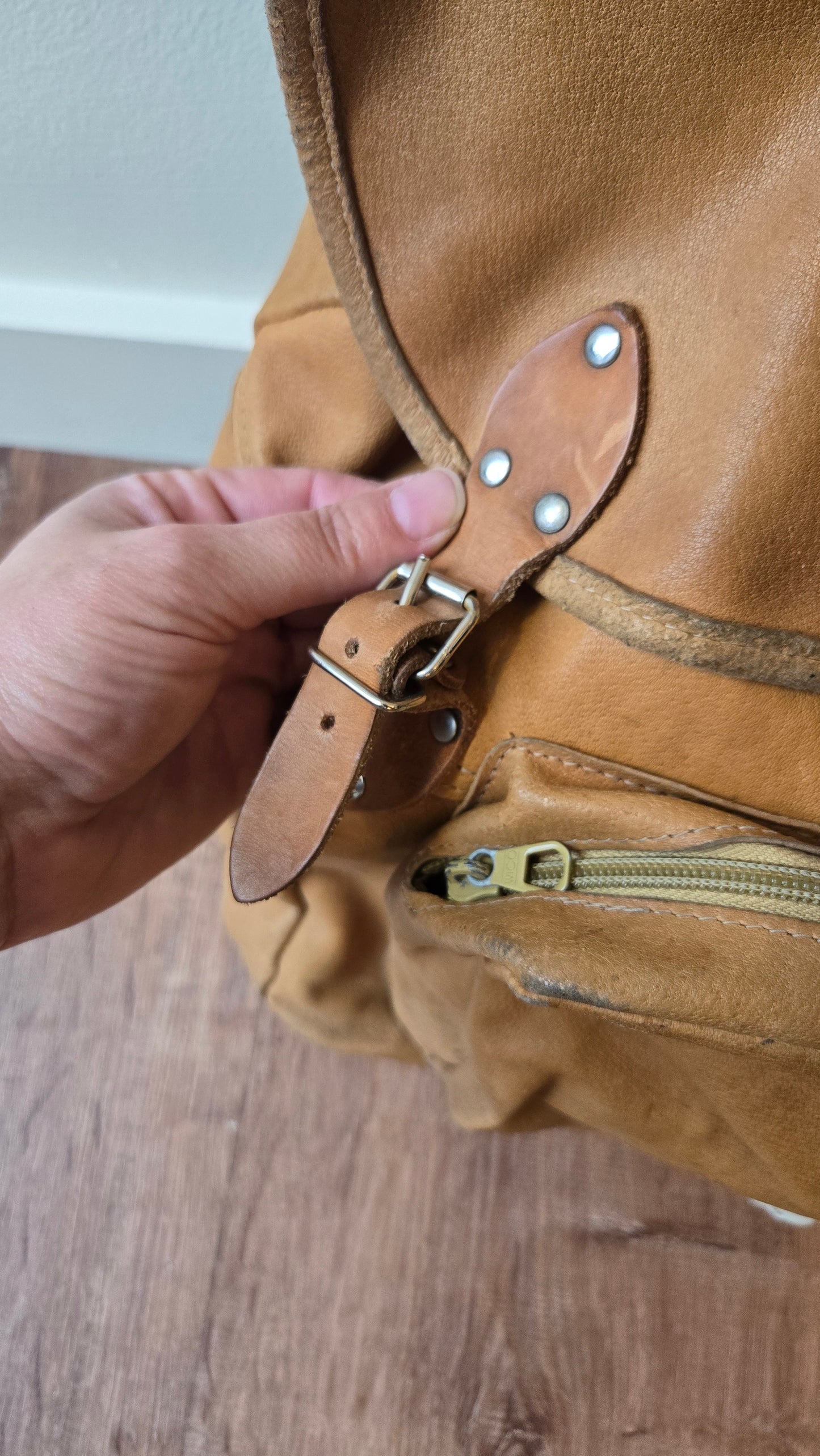 Czech light leather backpack
