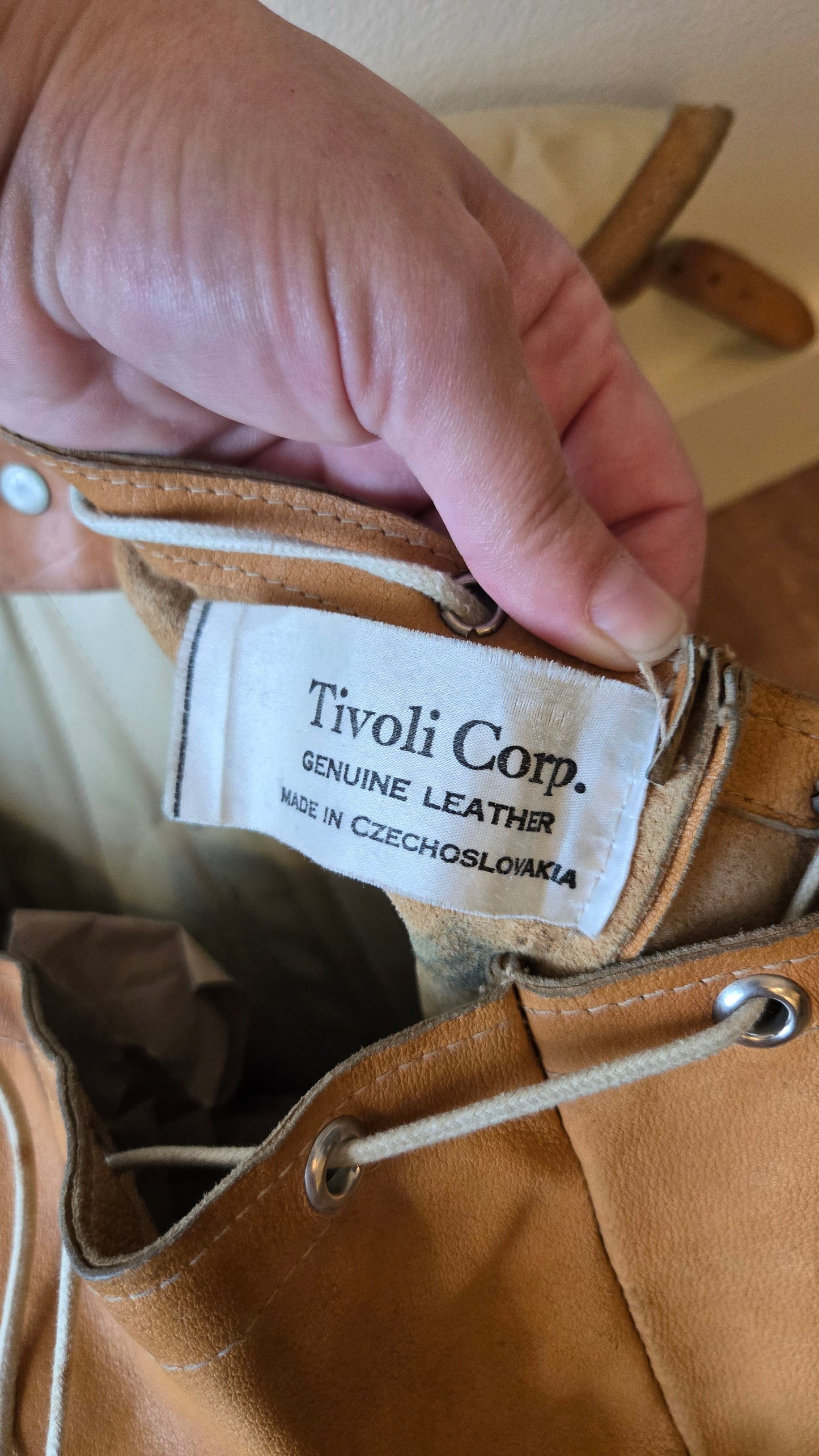 Czech light leather backpack