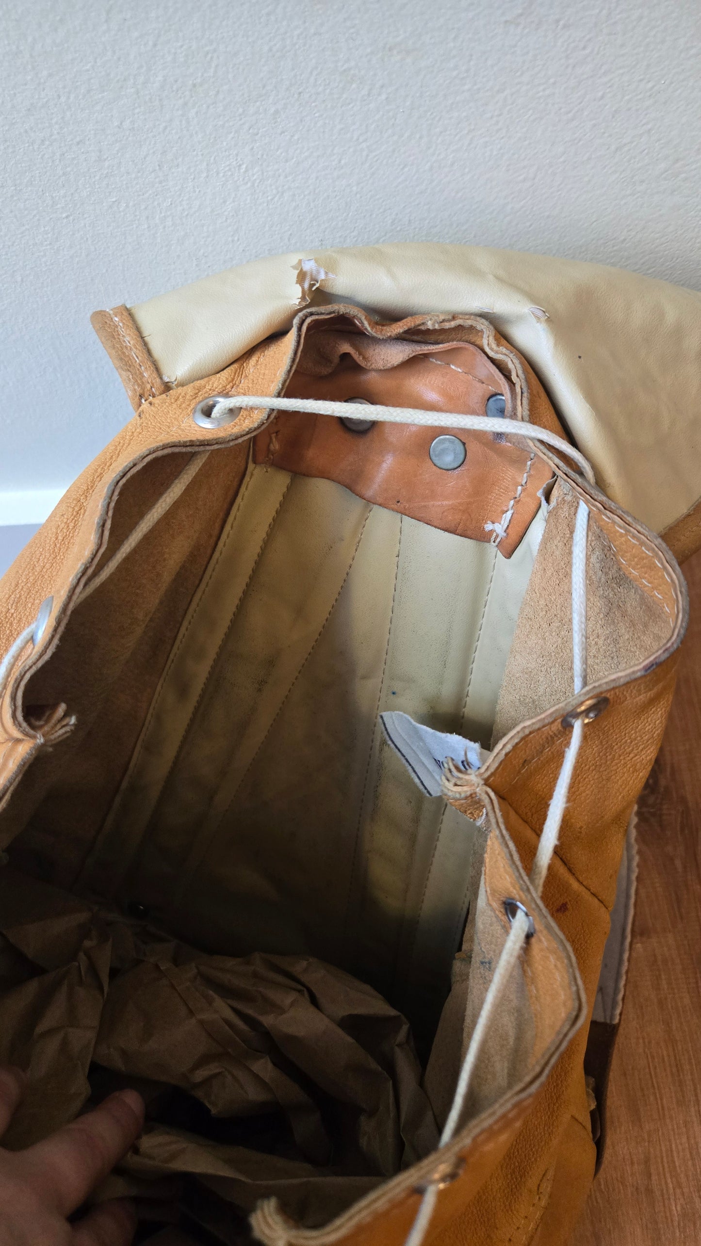 Czech light leather backpack