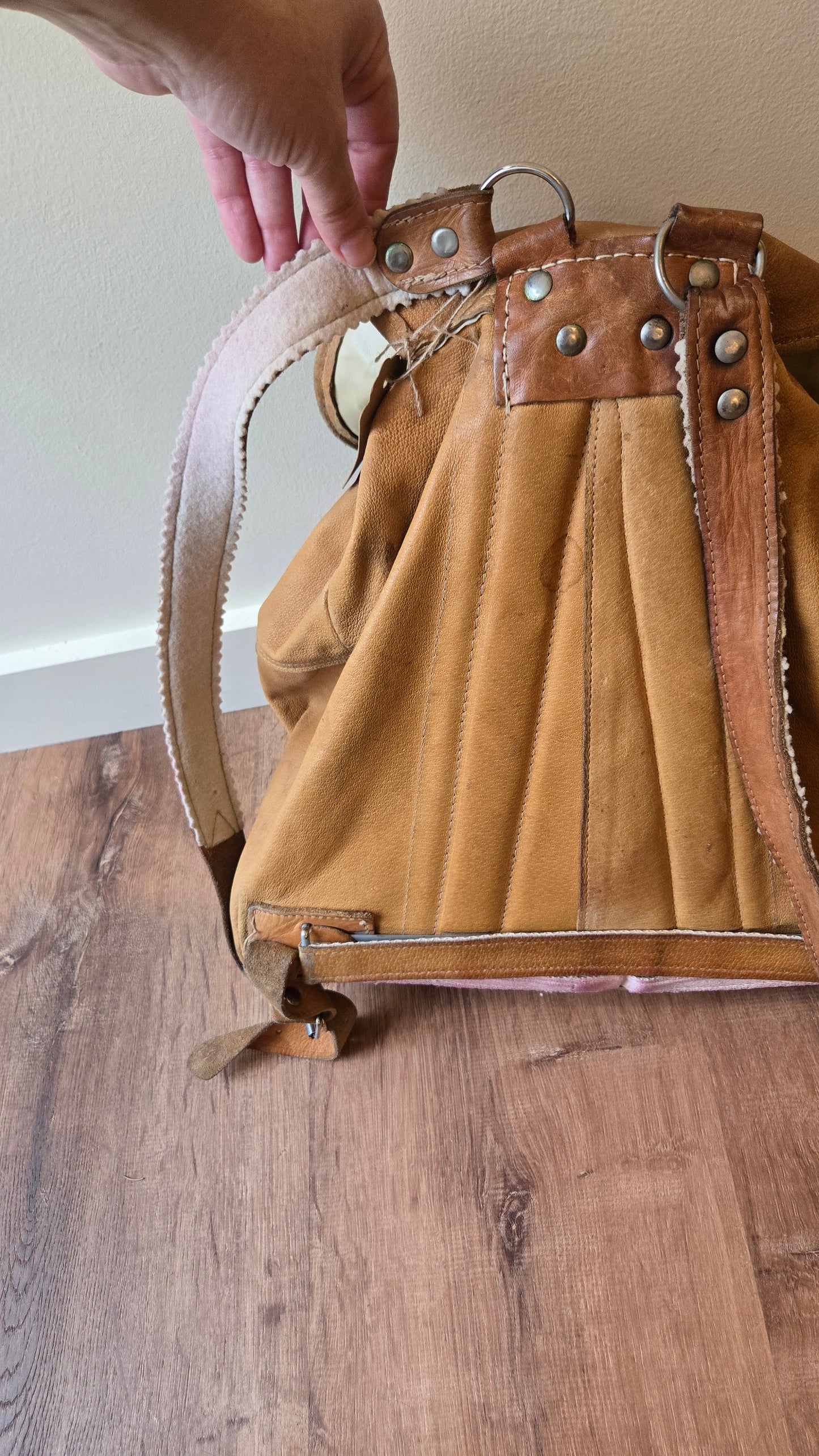 Czech light leather backpack