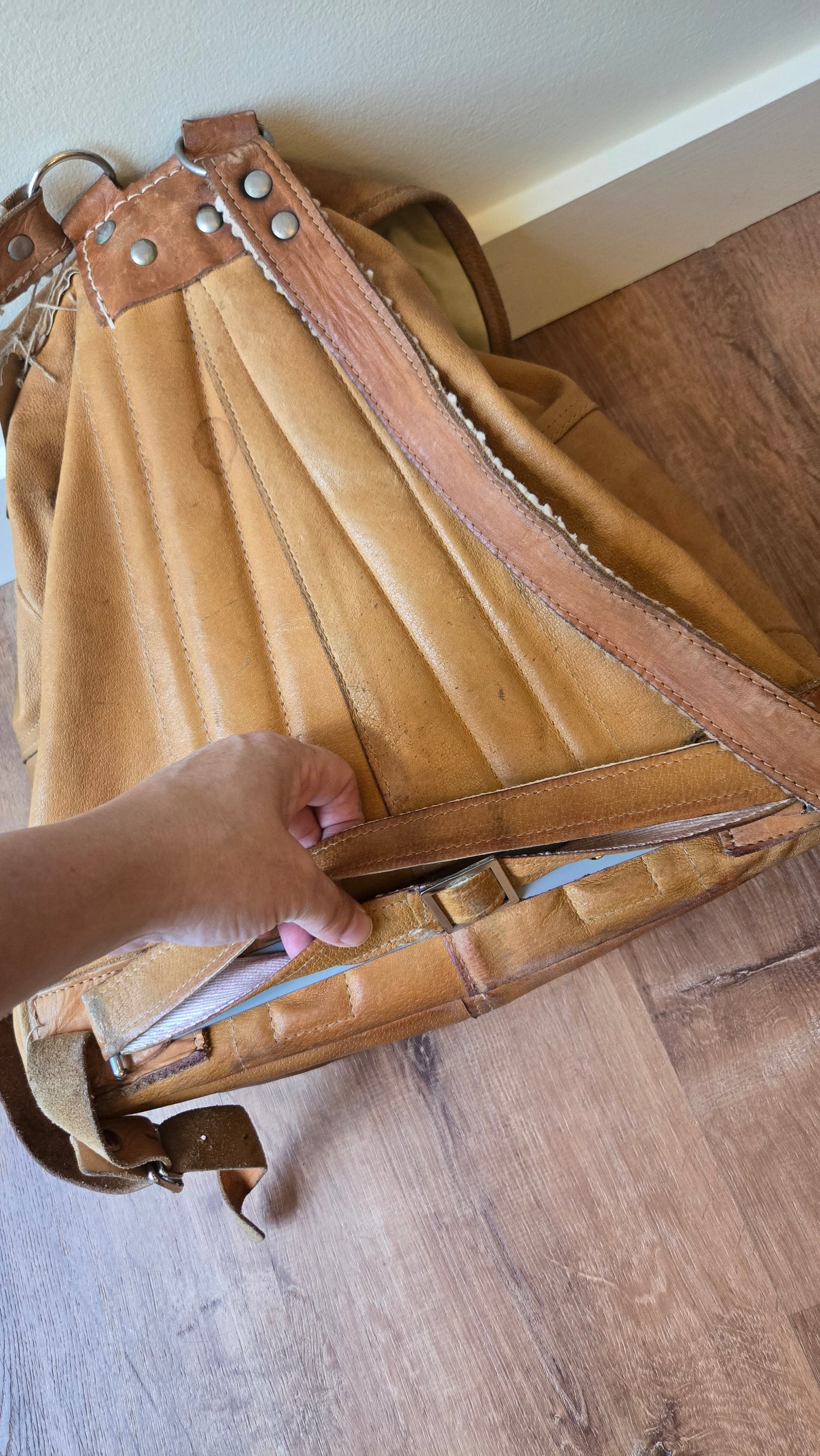 Czech light leather backpack