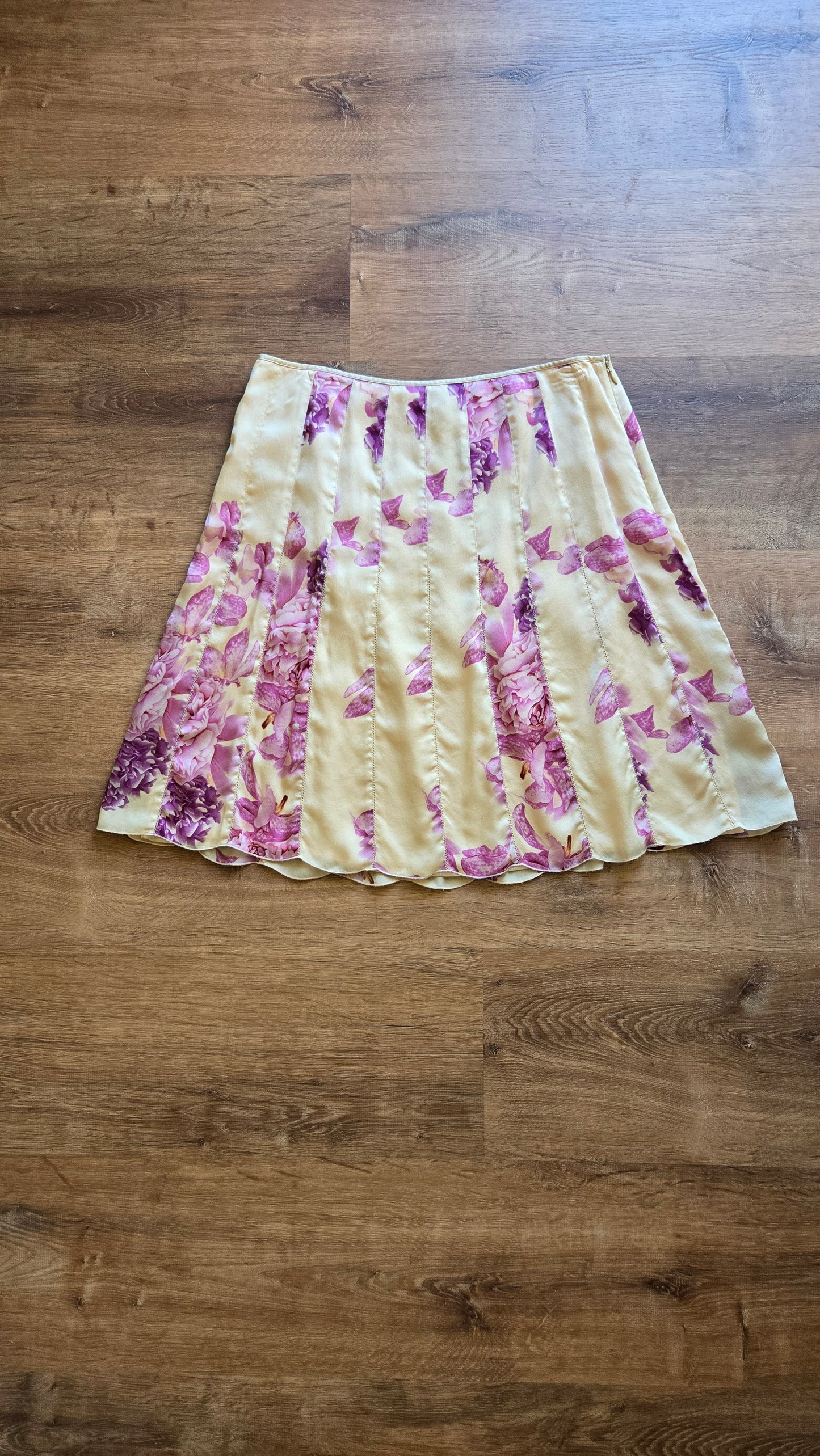 Ann Taylor pink floral silk skirt