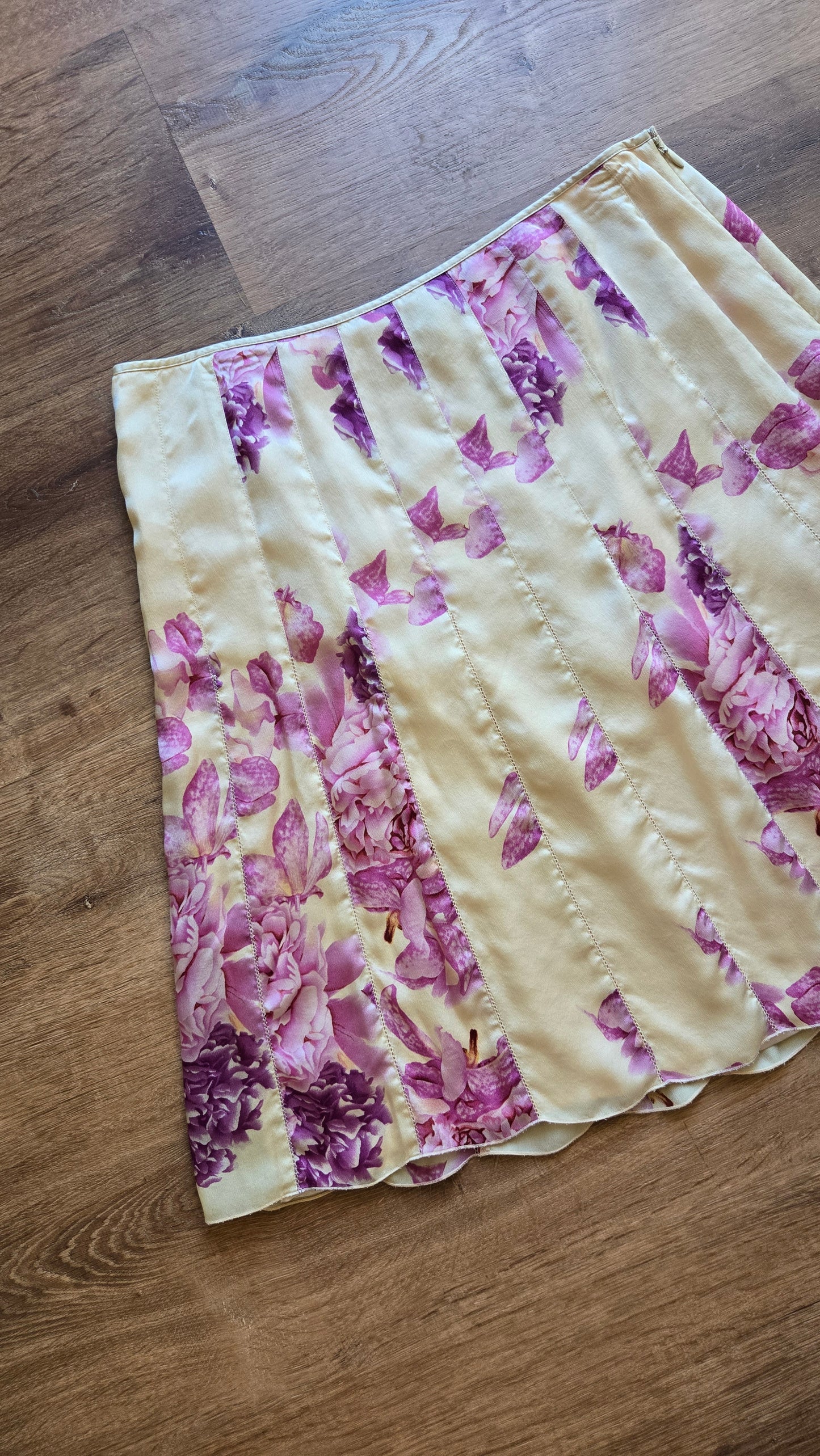 Ann Taylor pink floral silk skirt