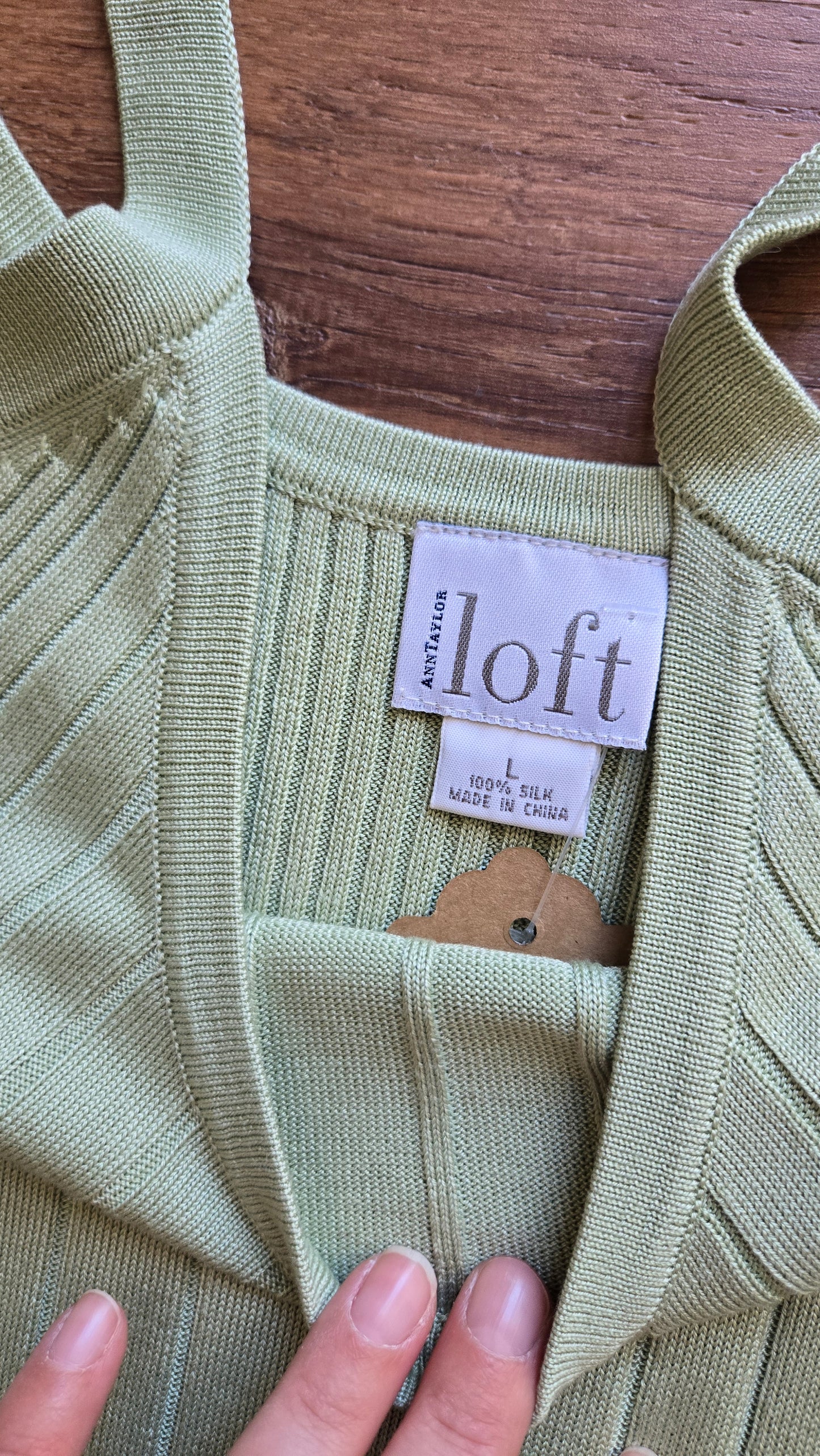 Ann Taylor silk mint ribbed tank