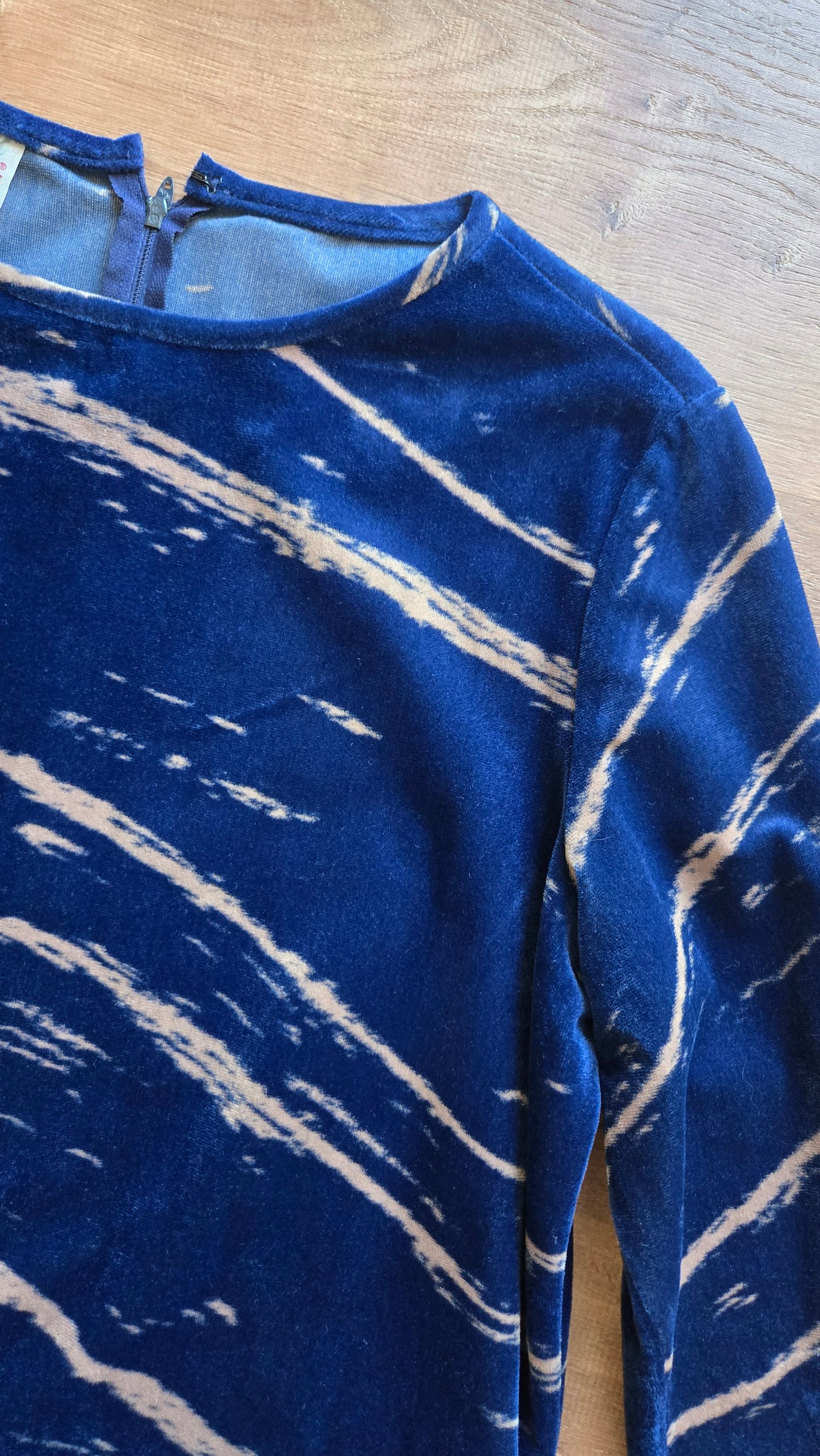 Kay Windsor navy print velour dress