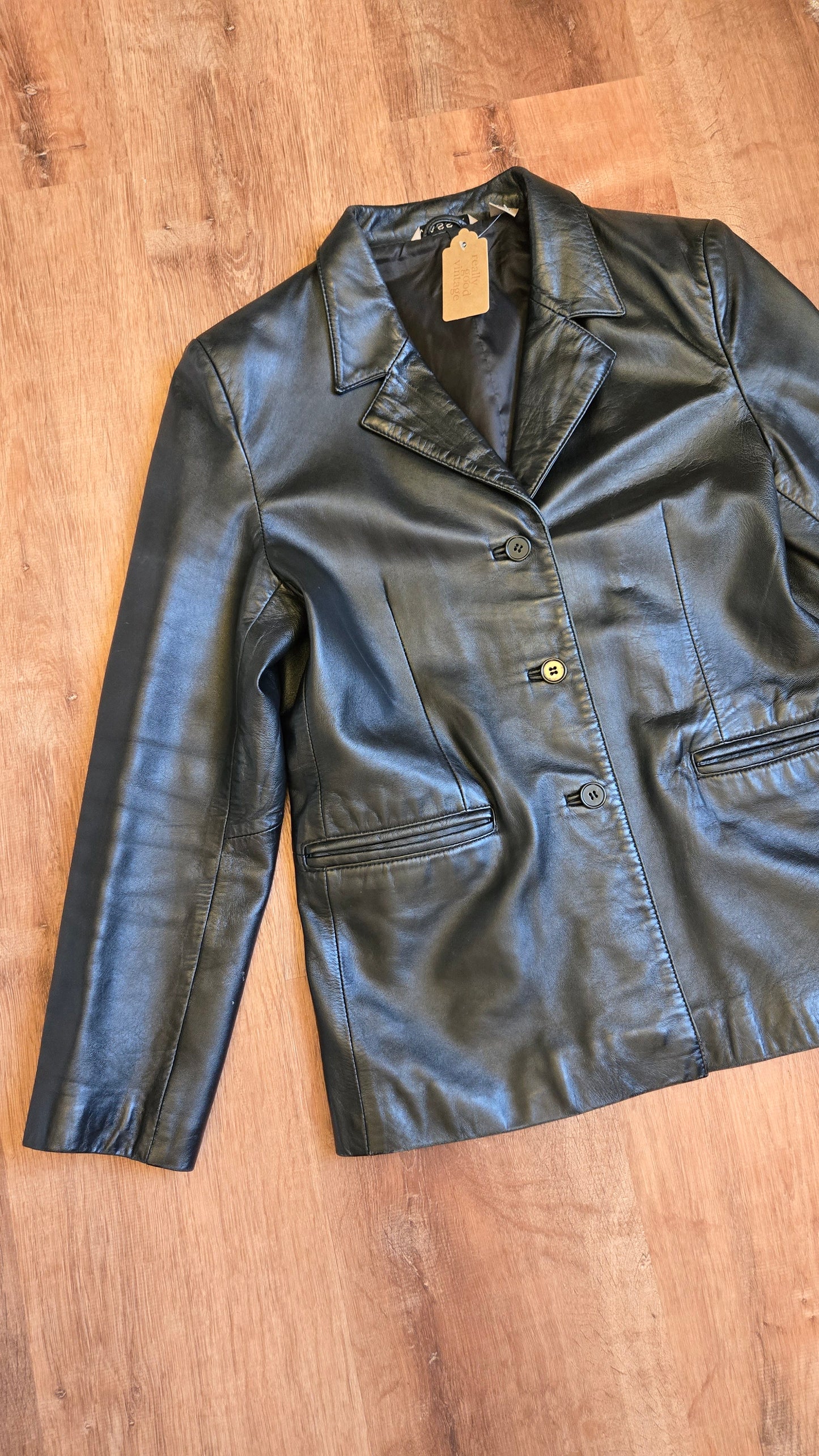 Massini black leather blazer