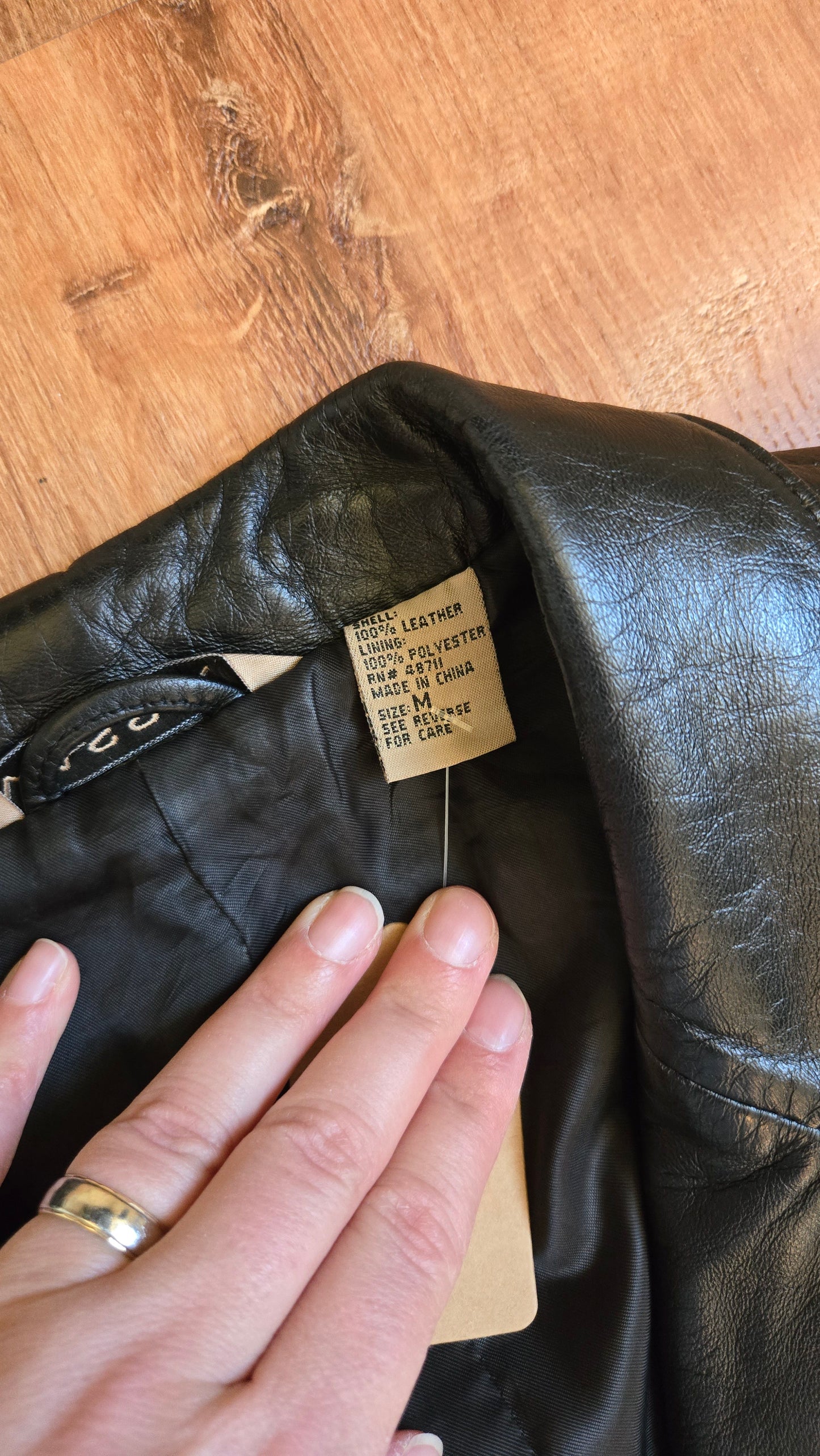 Massini black leather blazer