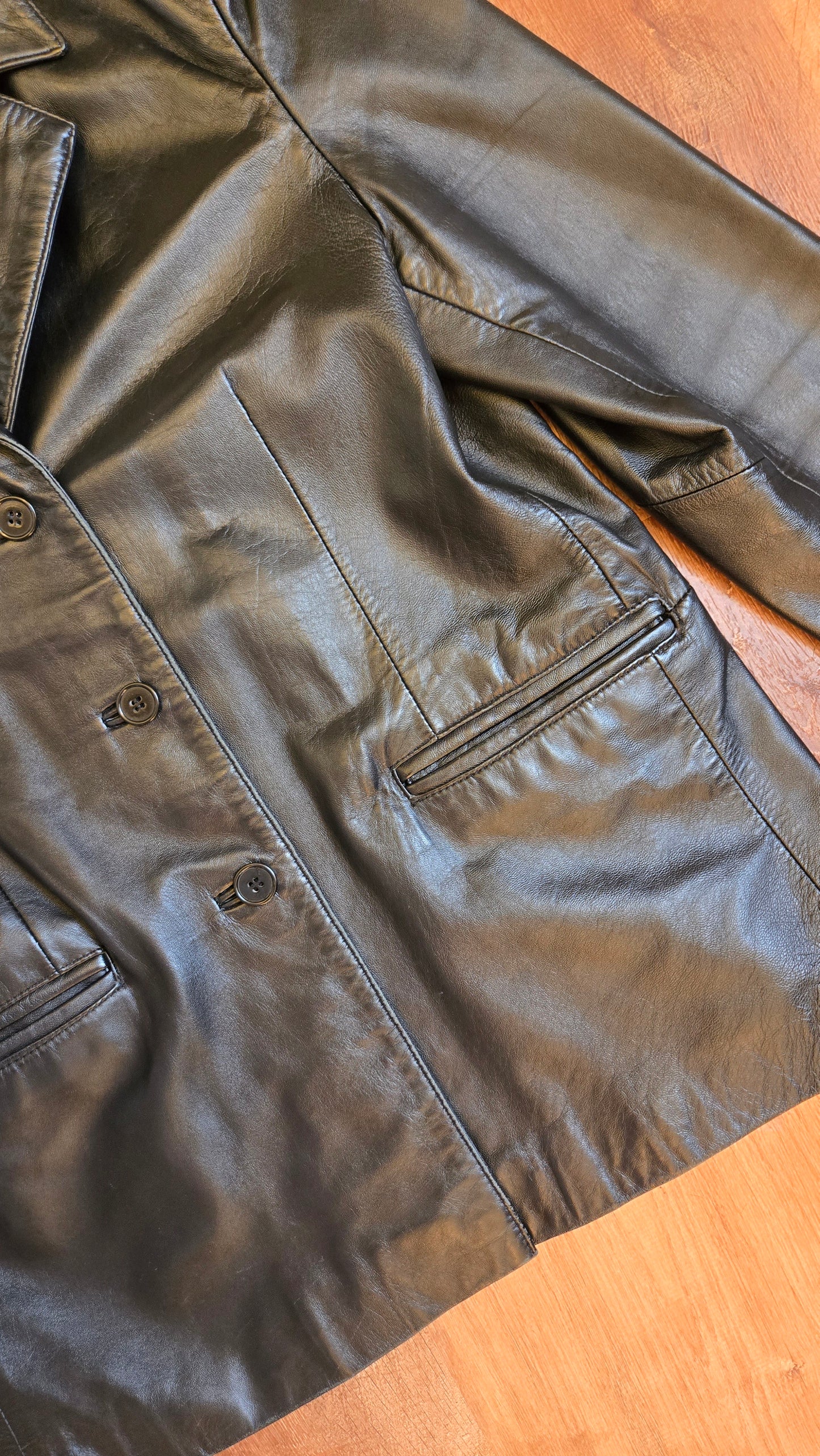 Massini black leather blazer
