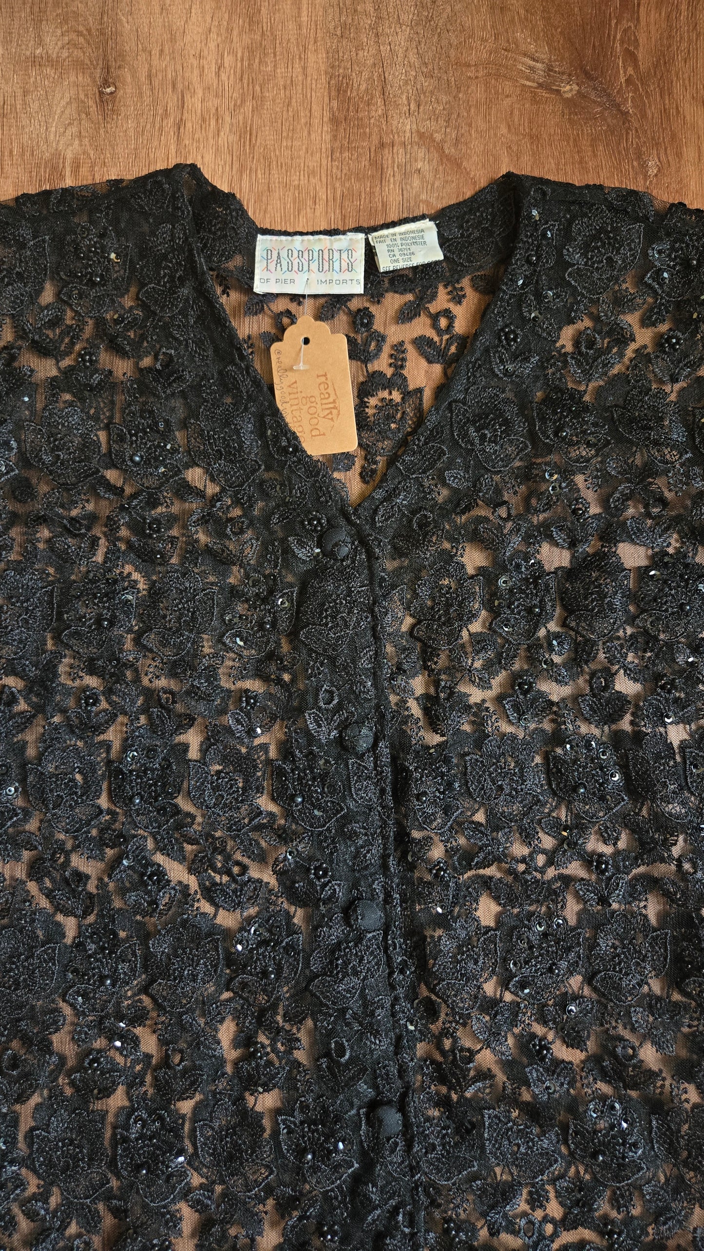 Passports black lace shacket
