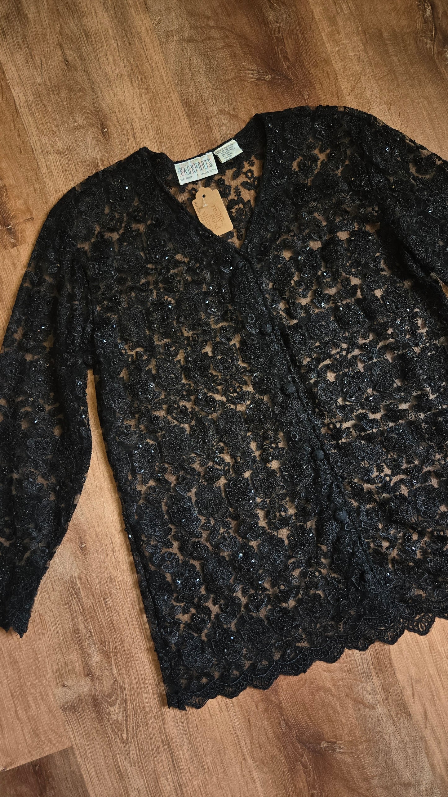 Passports black lace shacket