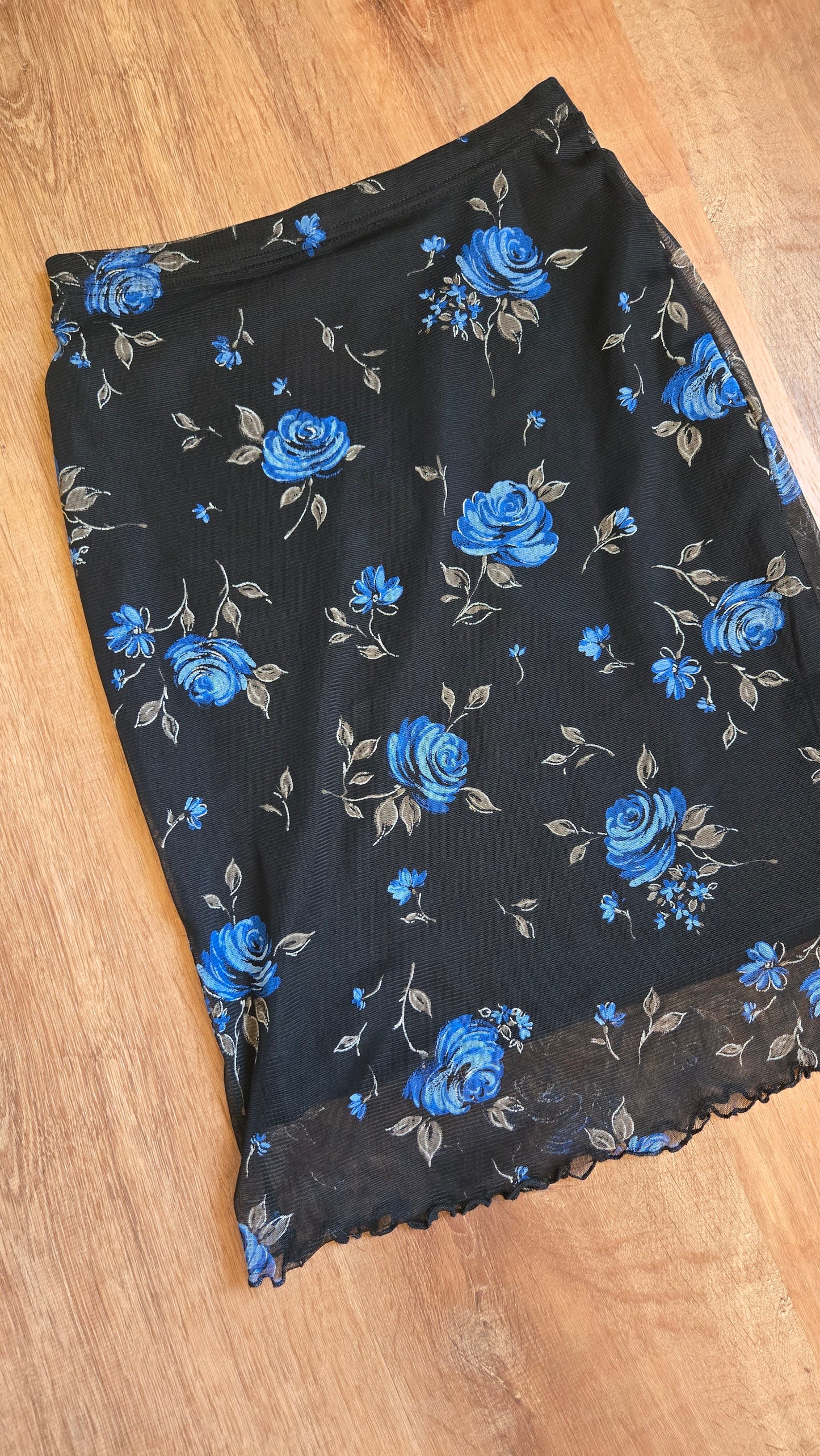 Tessa mesh floral lettuce hem skirt