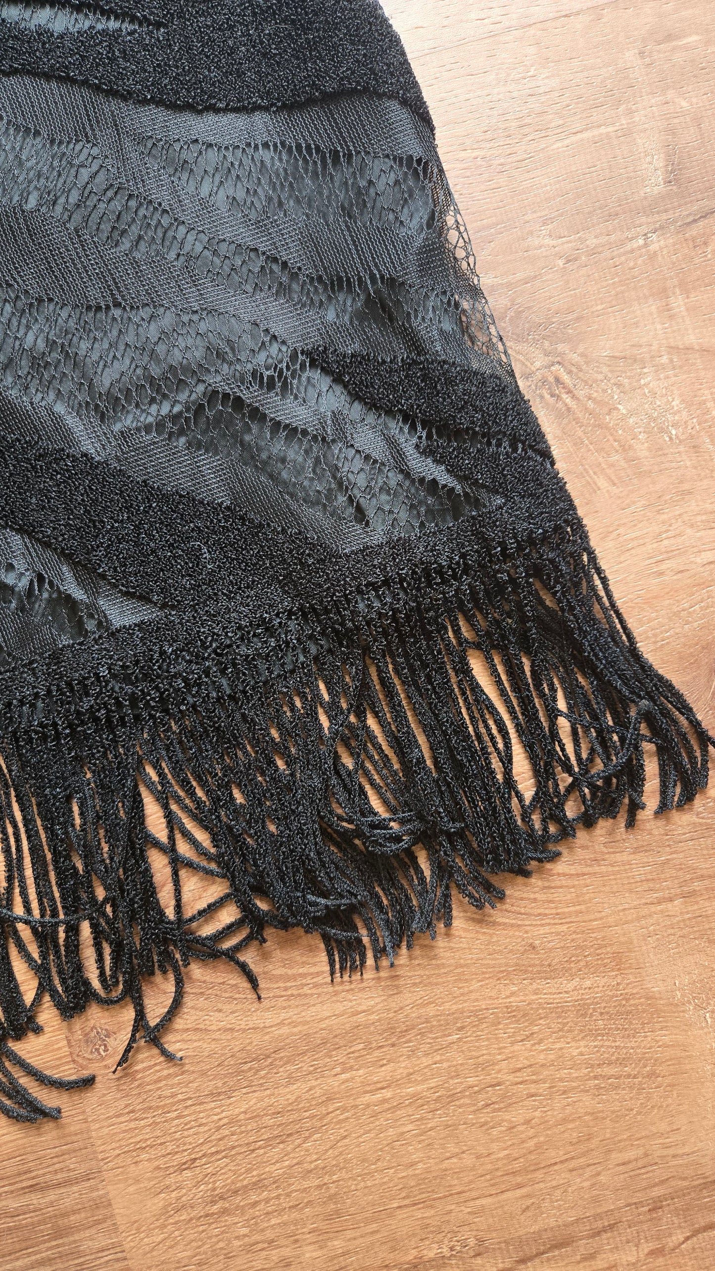 Sooki textured crochet fringe skirt