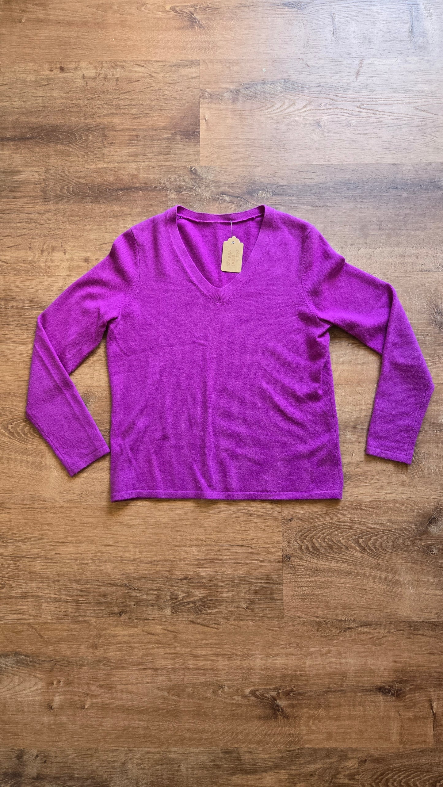 Purple cashmere vneck sweater