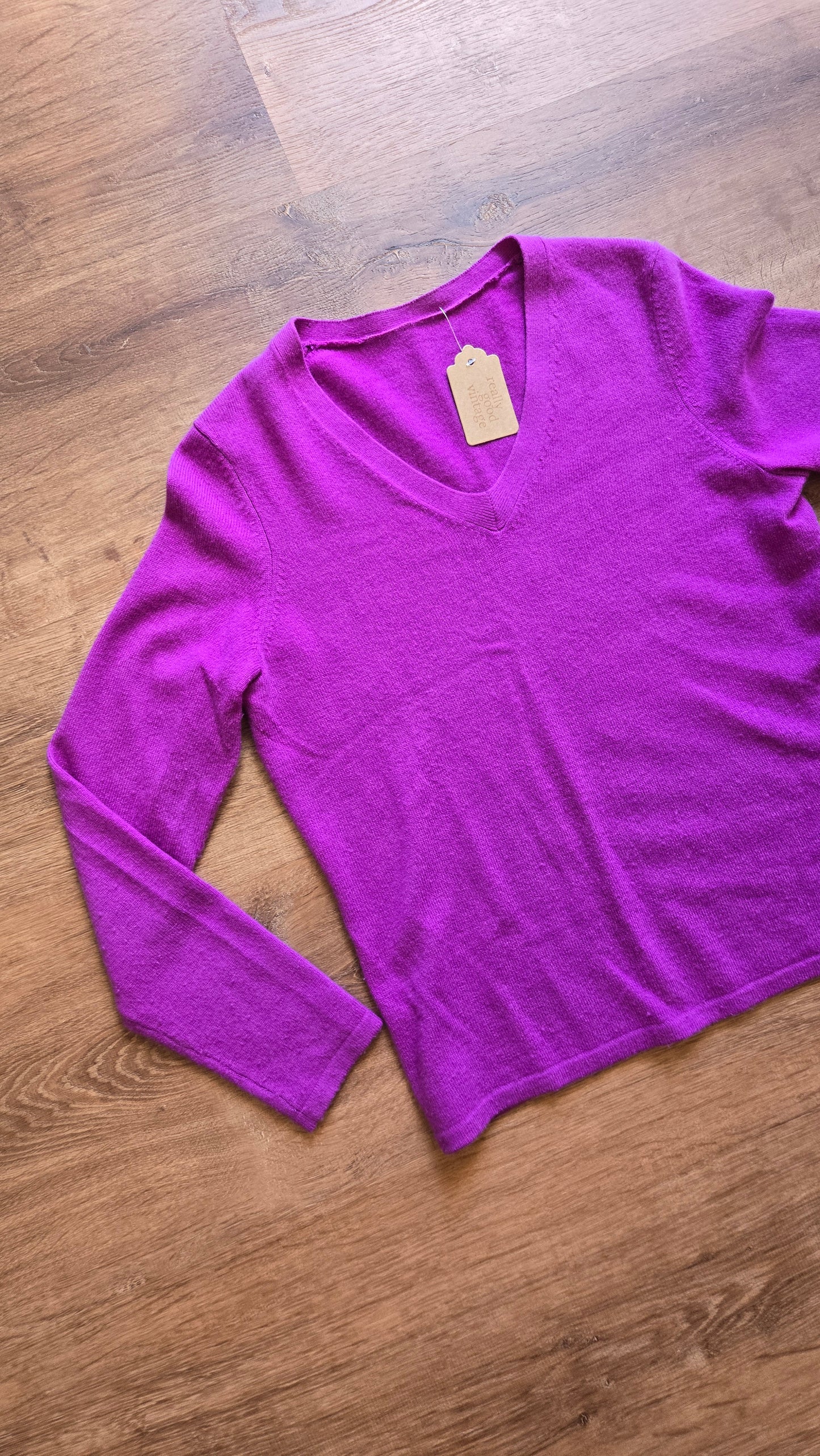 Purple cashmere vneck sweater