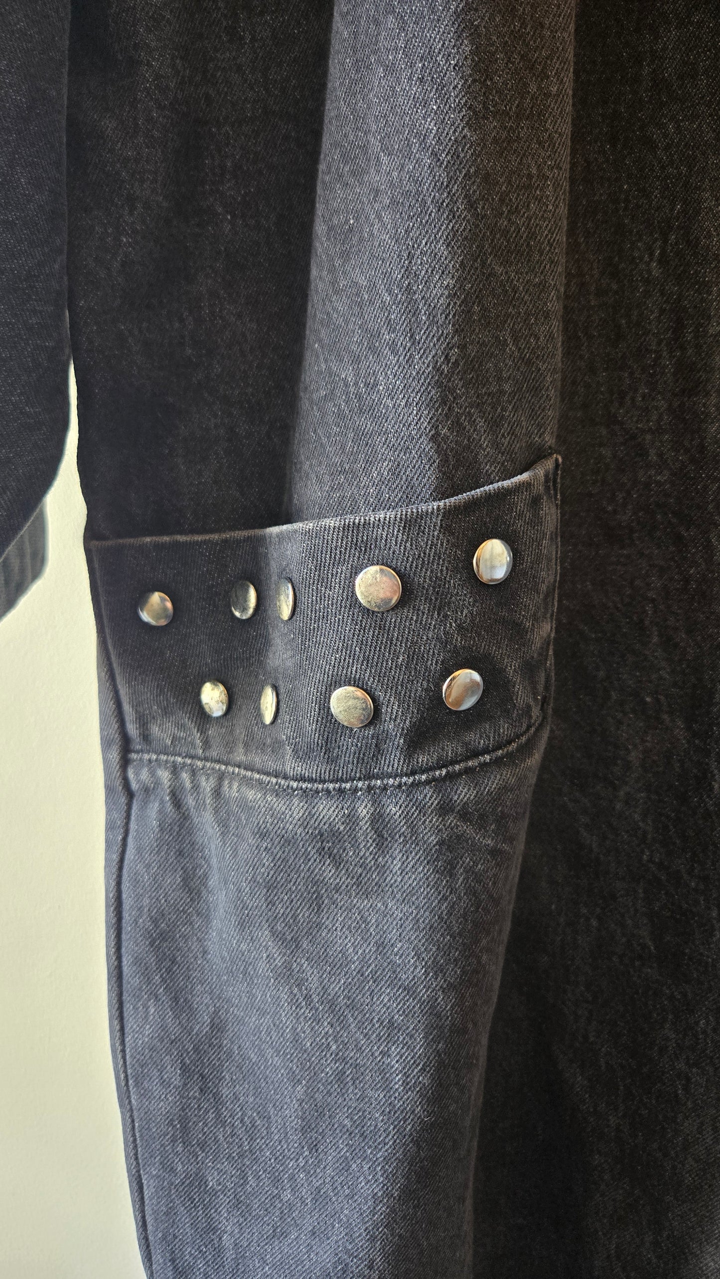 Black studded denim duster