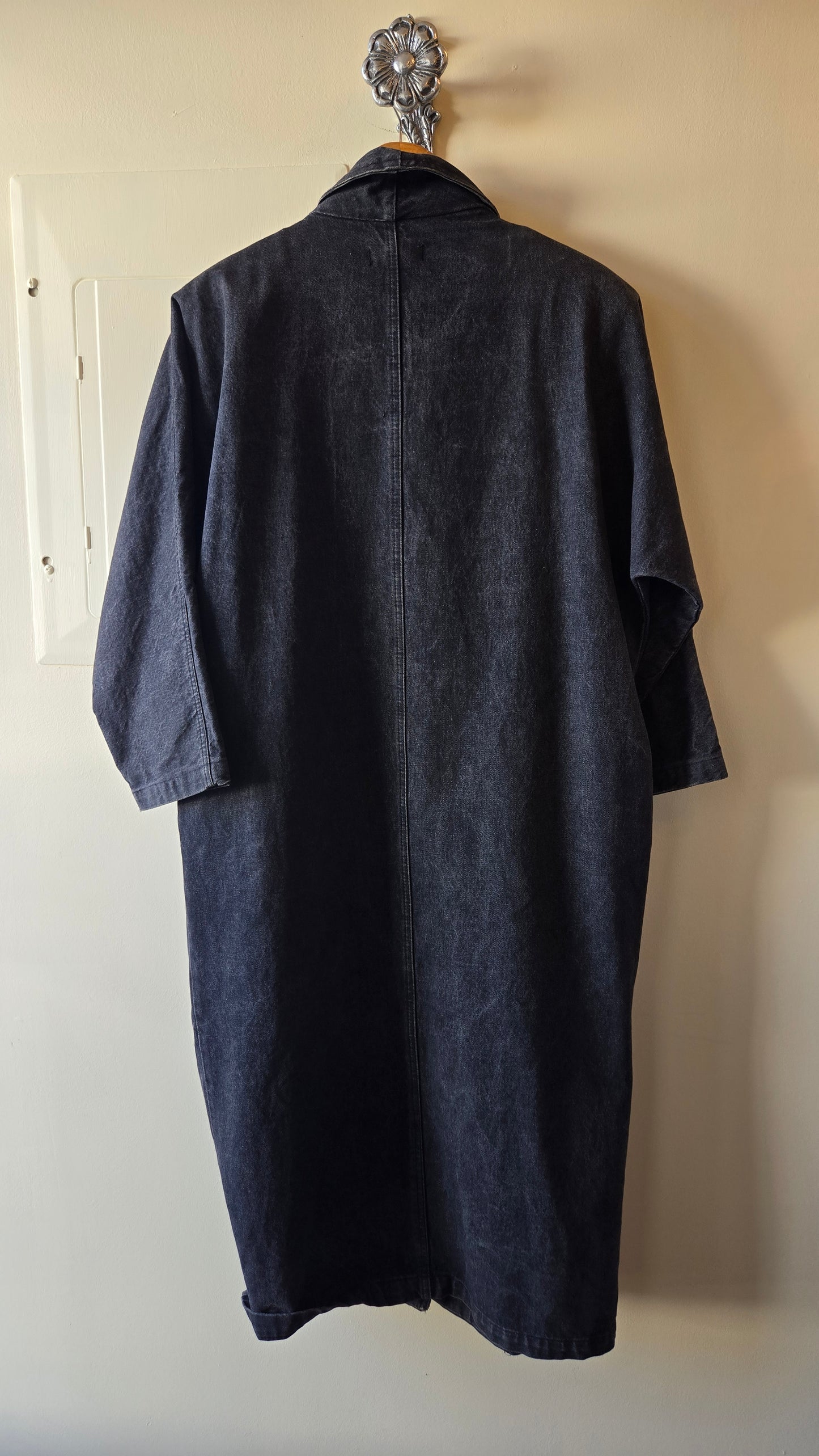 Black studded denim duster