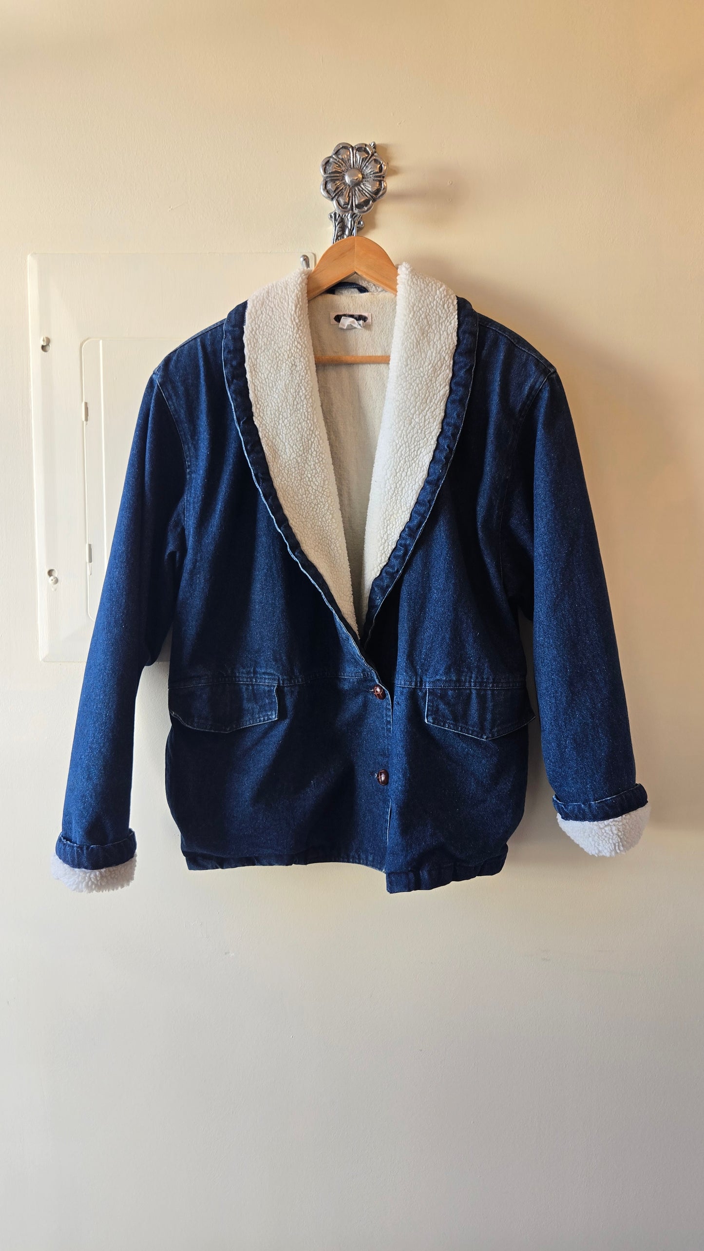 Ann Taylor shearling collar denim jacket