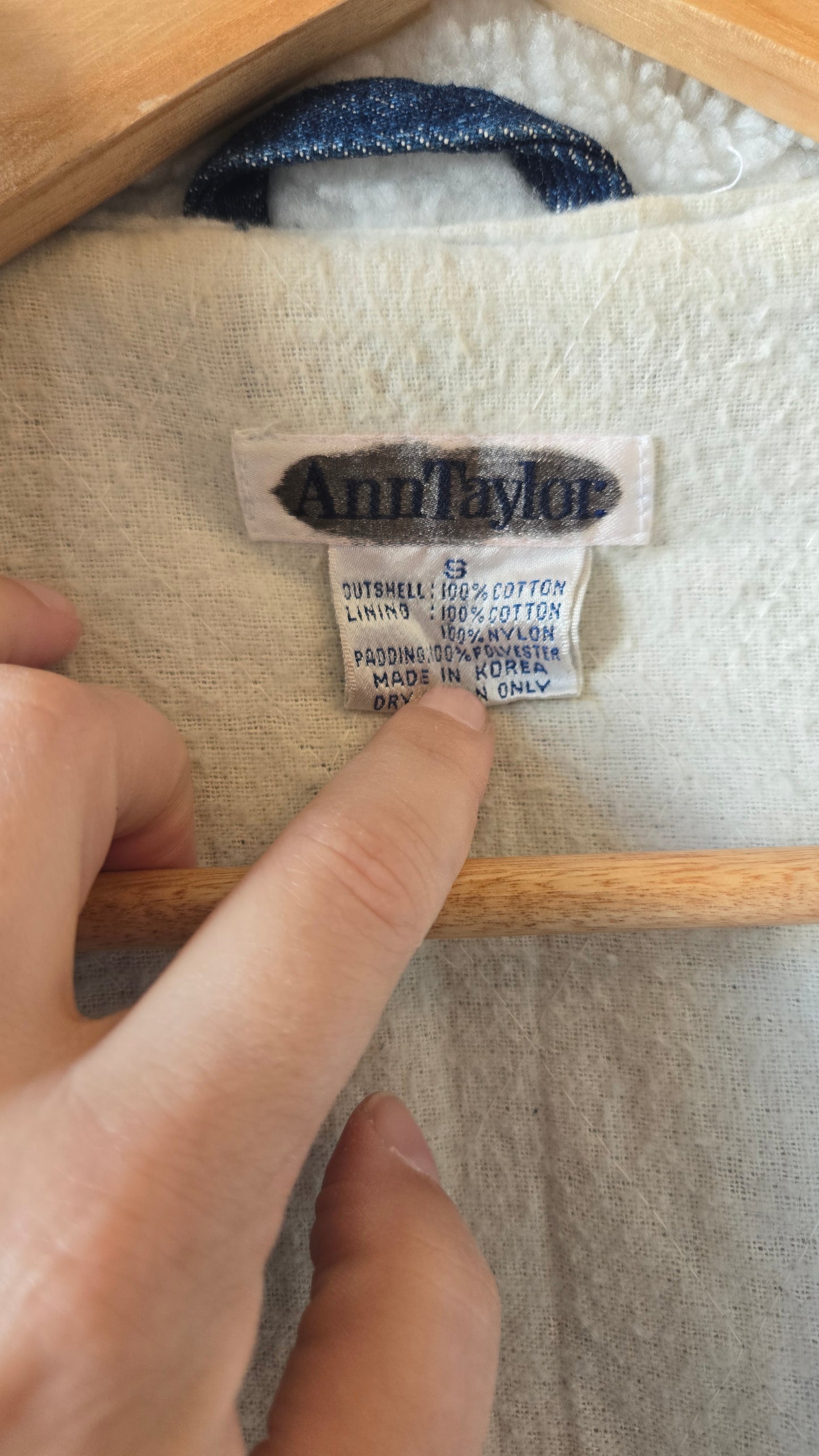 Ann Taylor shearling collar denim jacket