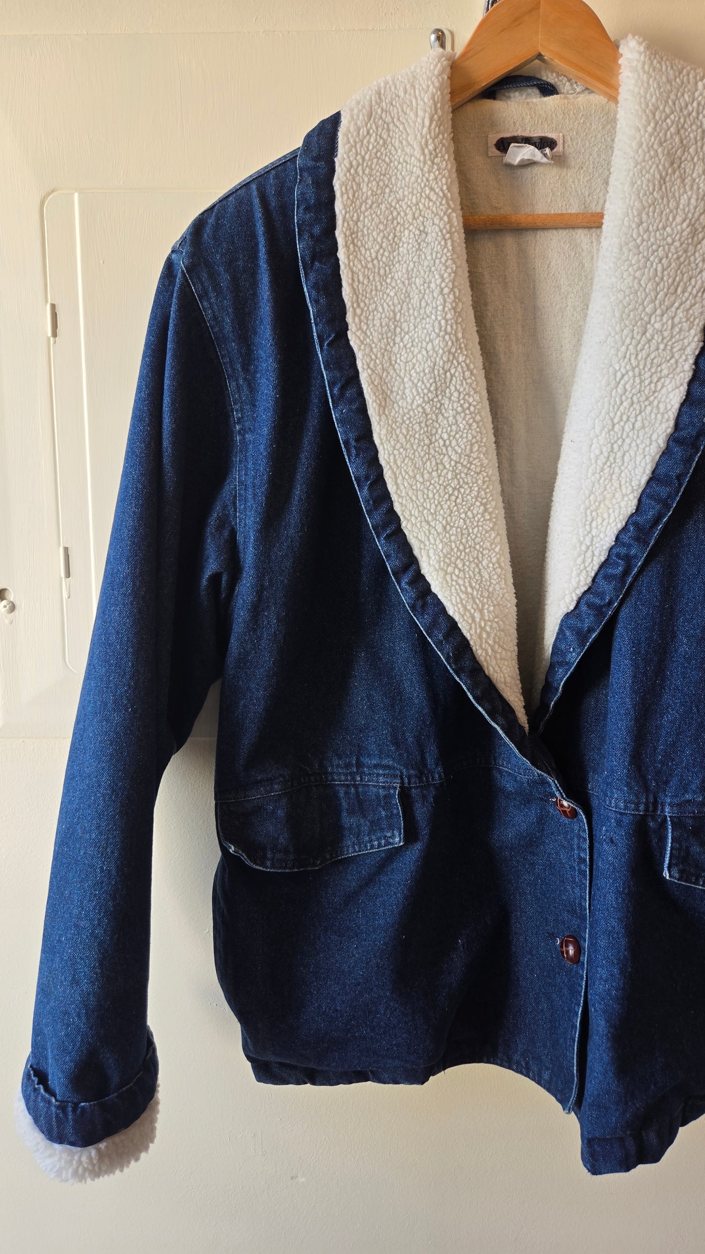 Ann Taylor shearling collar denim jacket