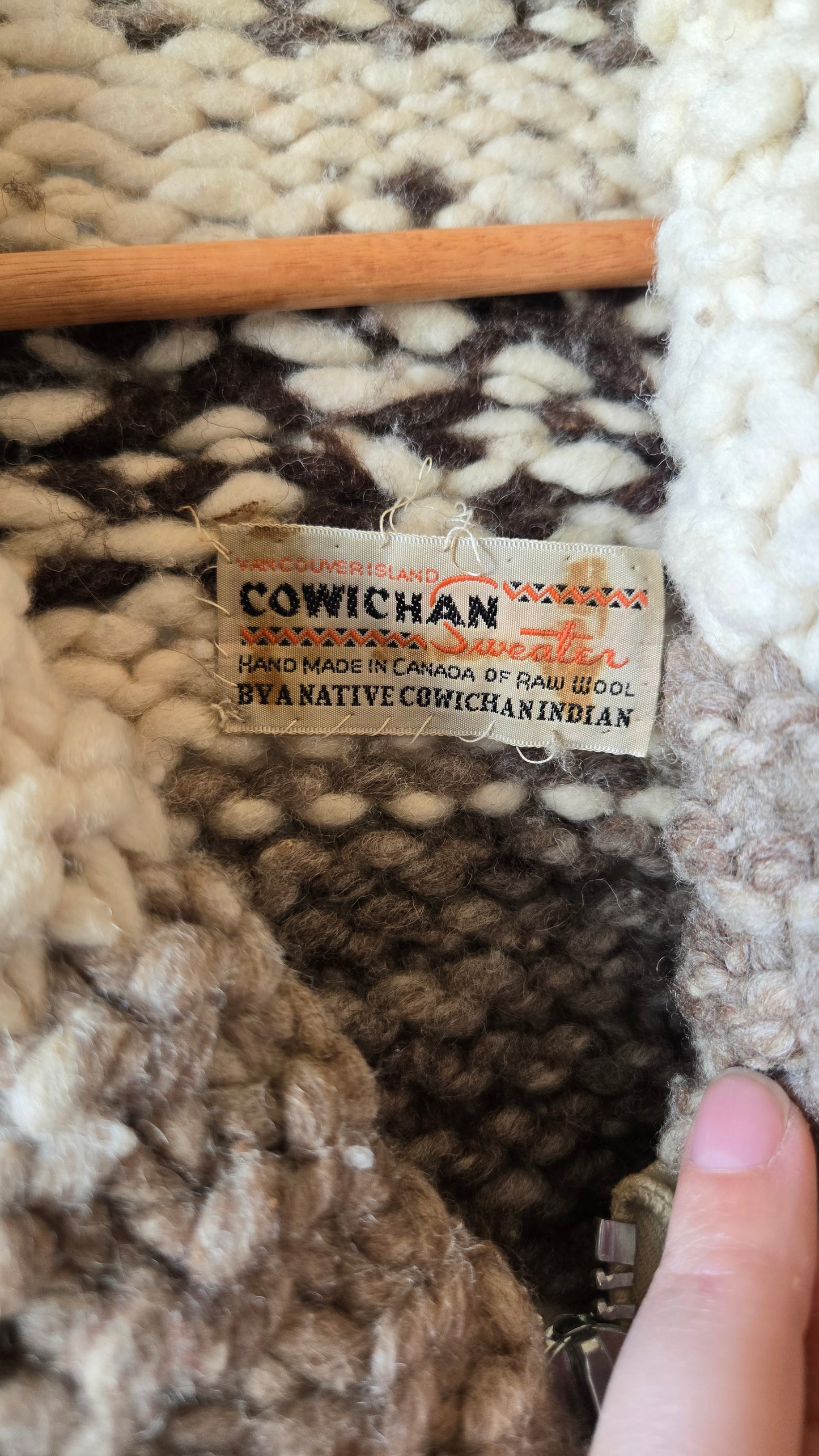 Brown & cream Cowichan sweater jacket