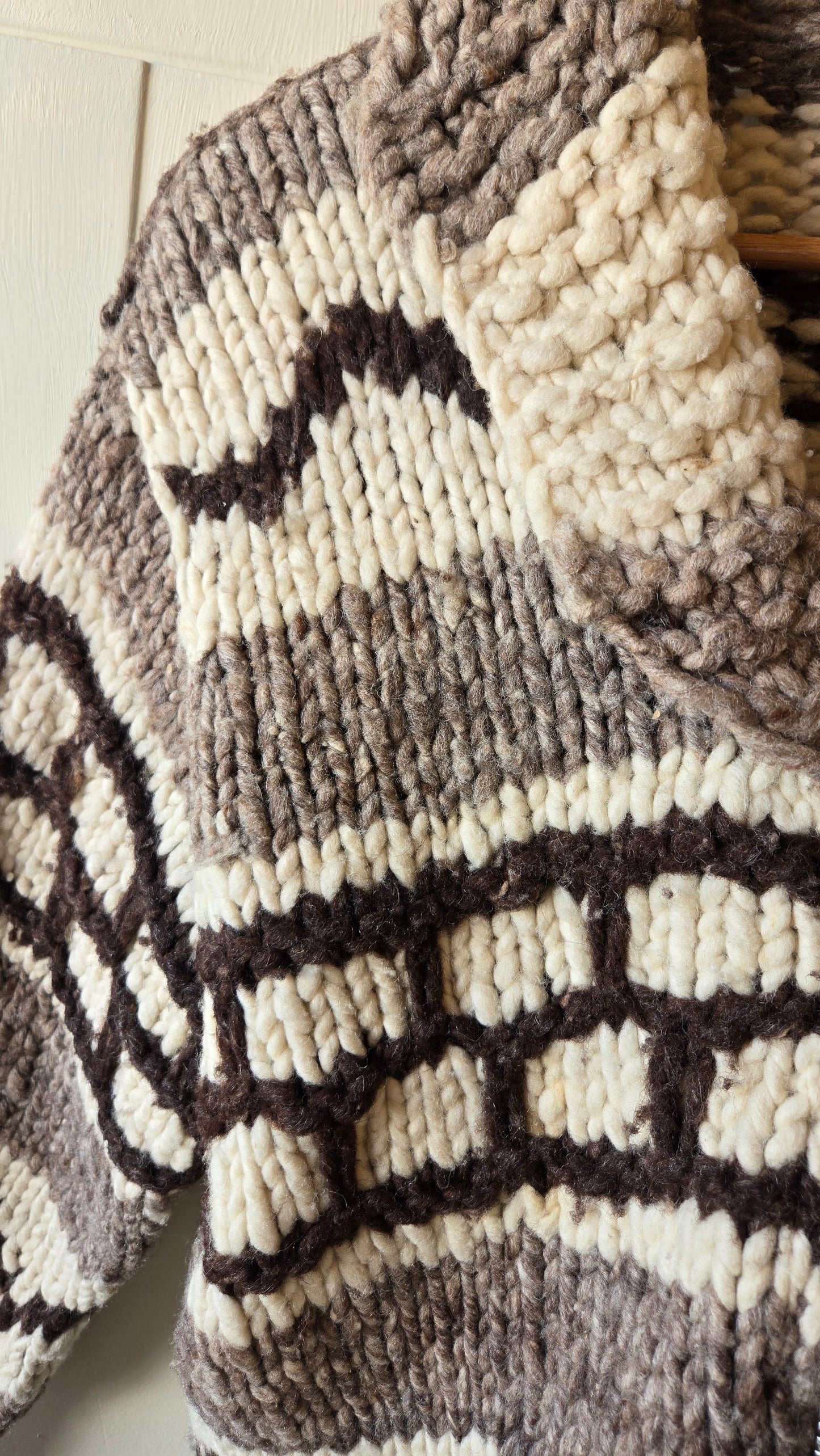 Brown & cream Cowichan sweater jacket