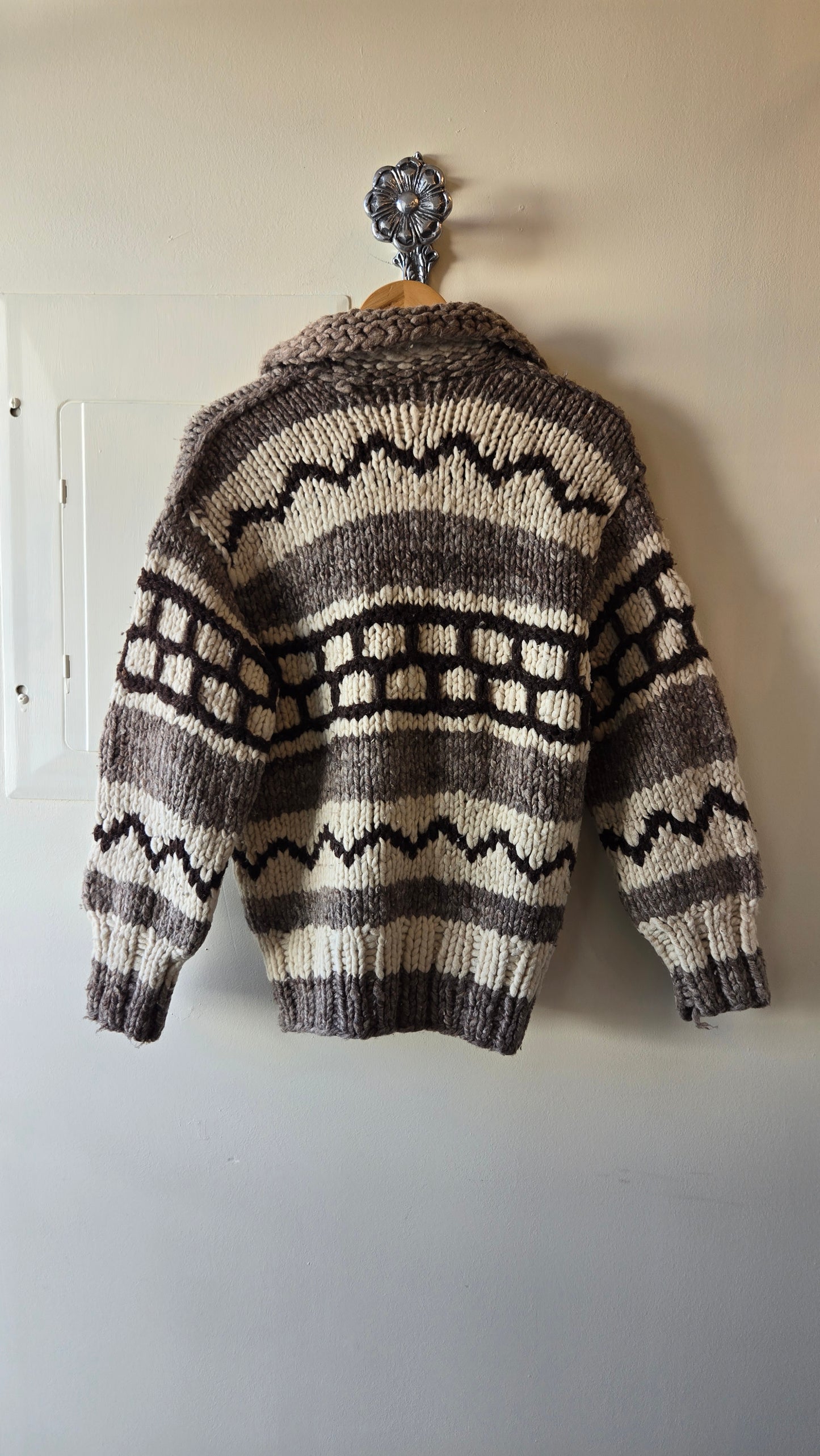 Brown & cream Cowichan sweater jacket