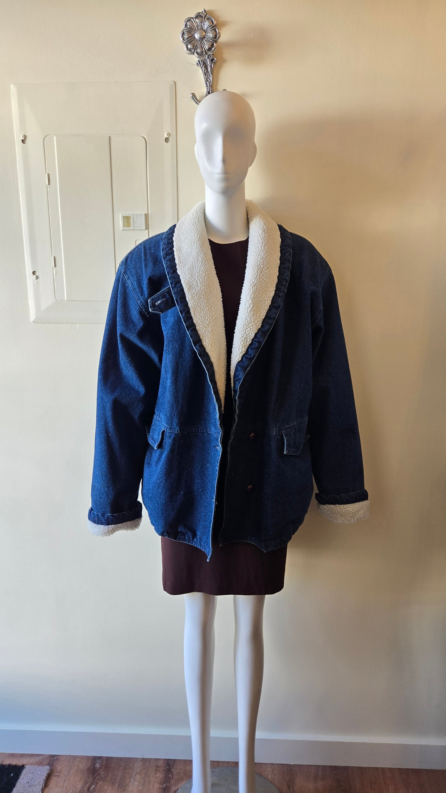 Ann Taylor shearling collar denim jacket