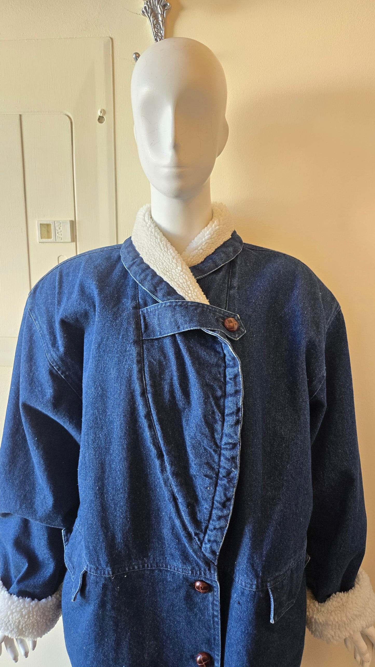 Ann Taylor shearling collar denim jacket