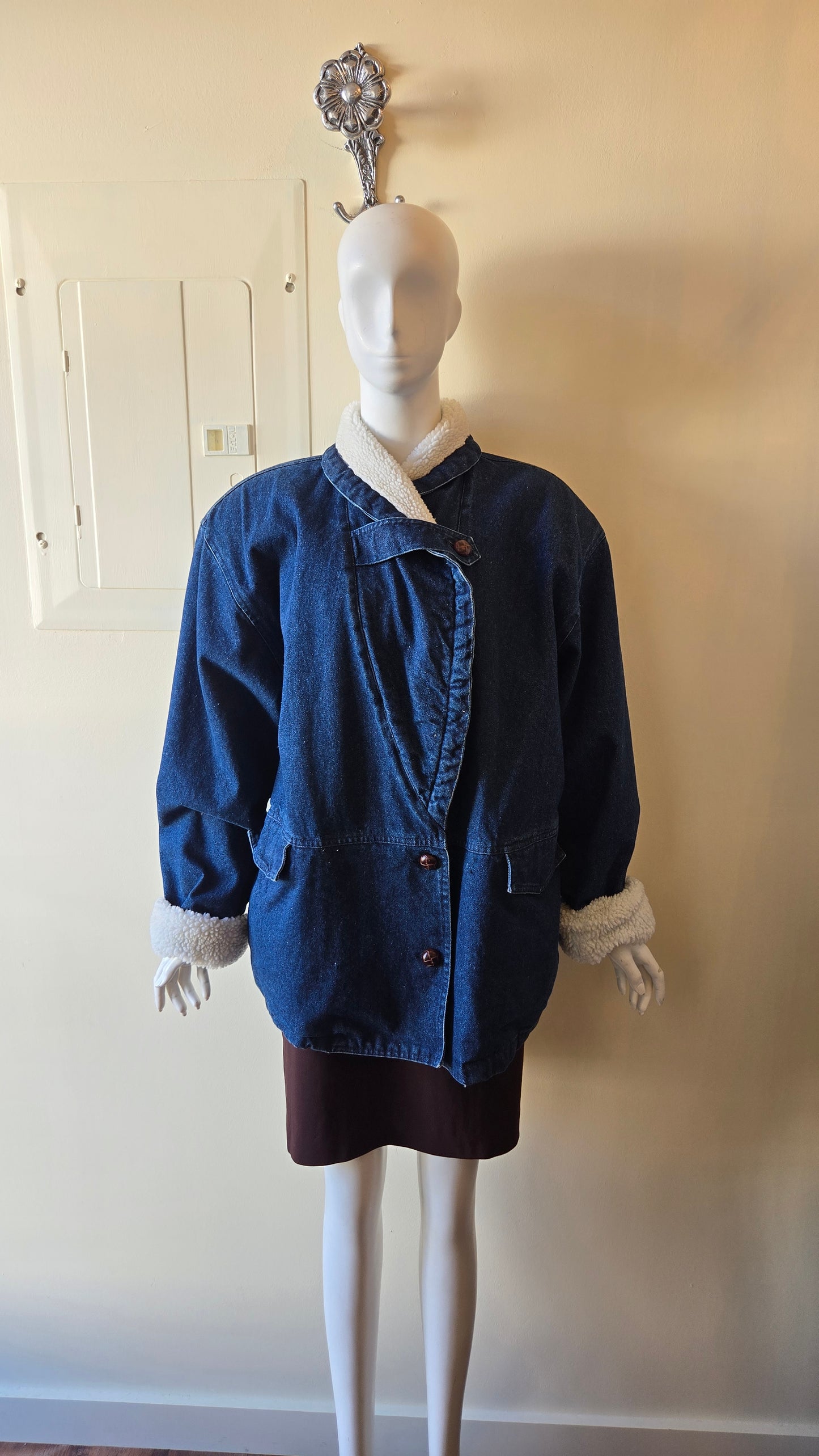 Ann Taylor shearling collar denim jacket