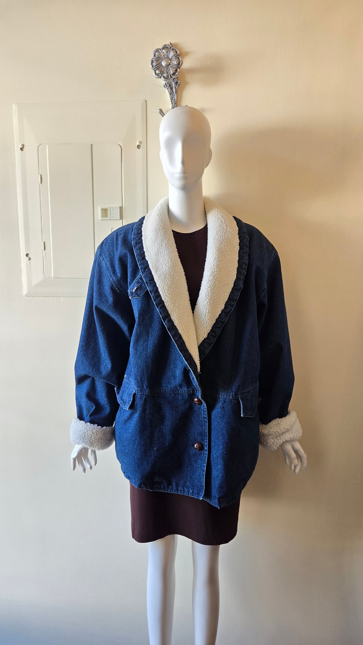 Ann Taylor shearling collar denim jacket