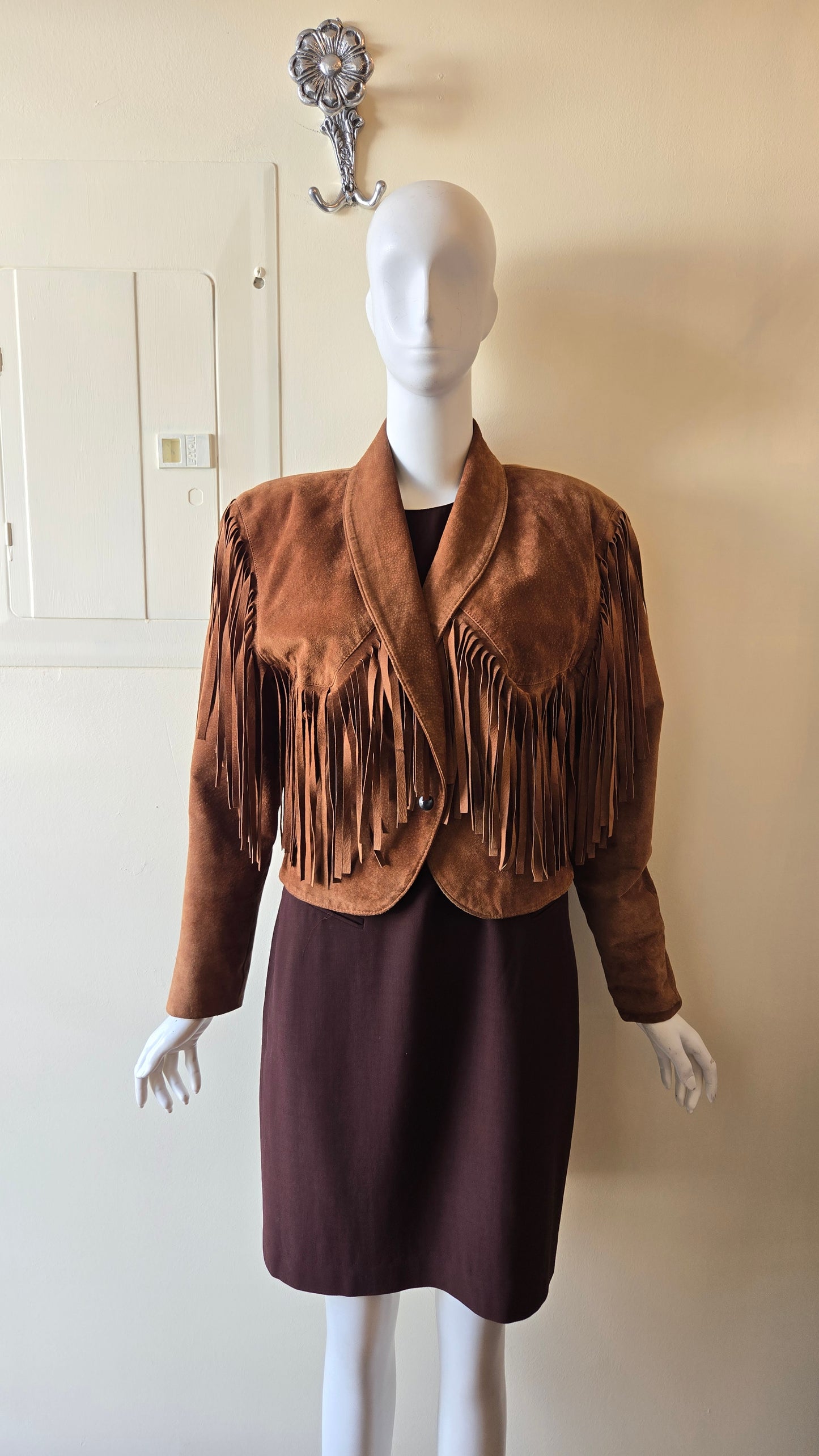 Ann Taylor cropped fringed suede jacket