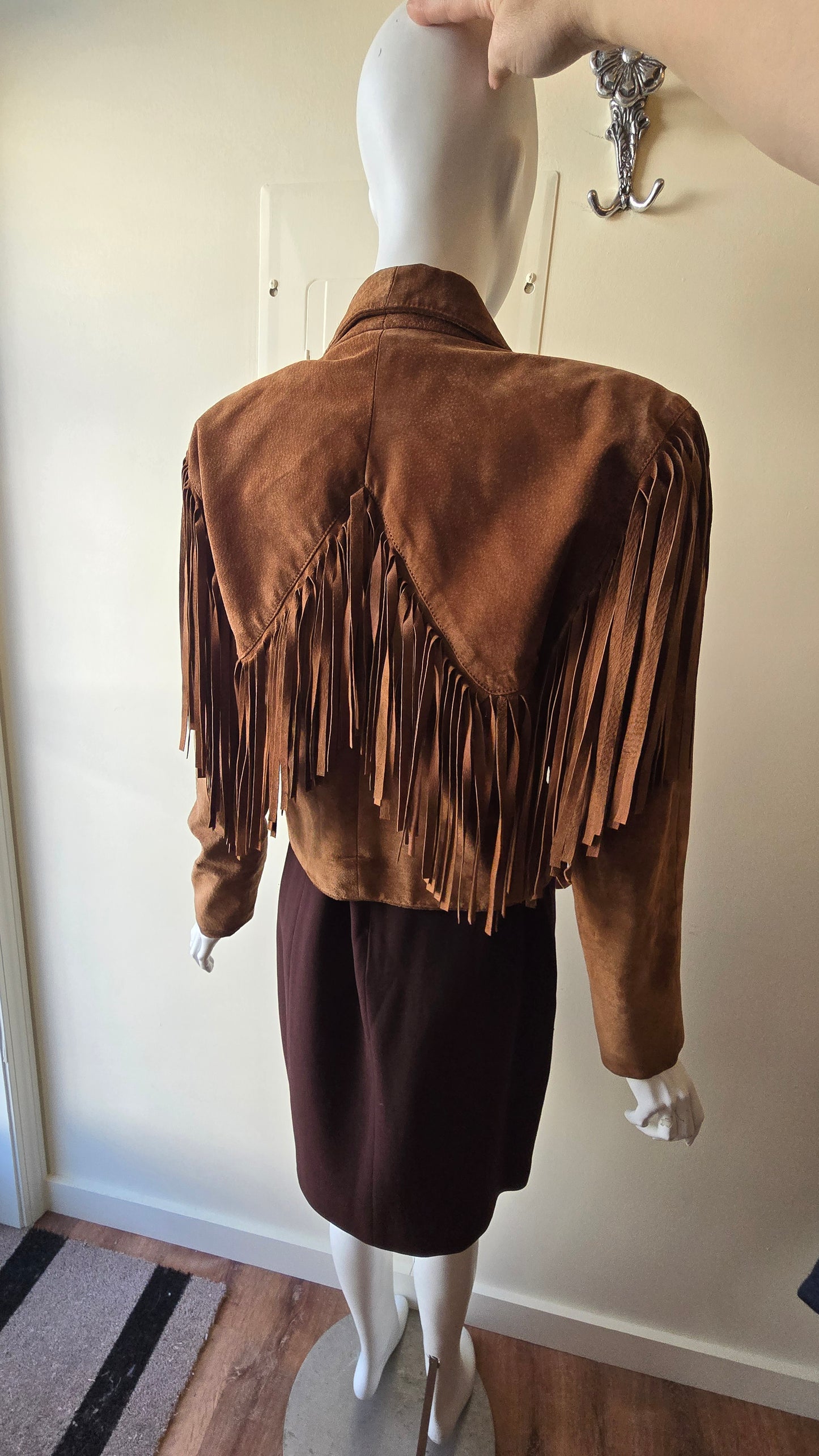 Ann Taylor cropped fringed suede jacket