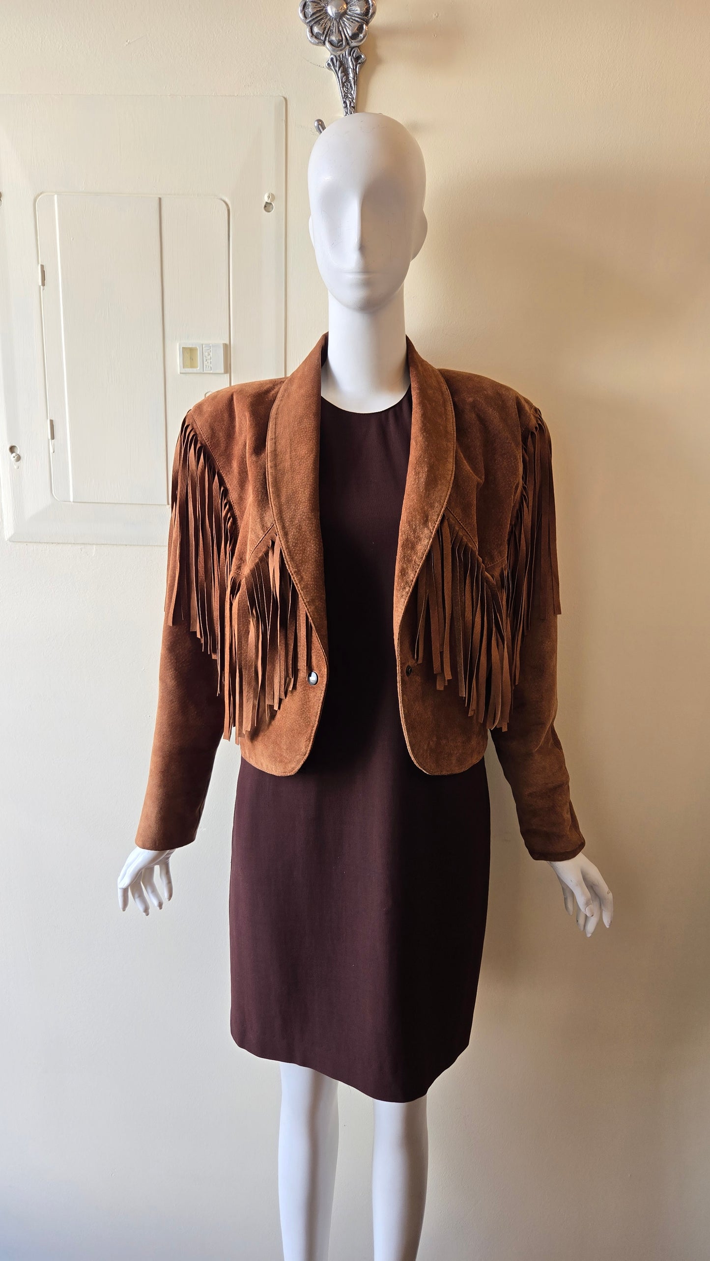 Ann Taylor cropped fringed suede jacket