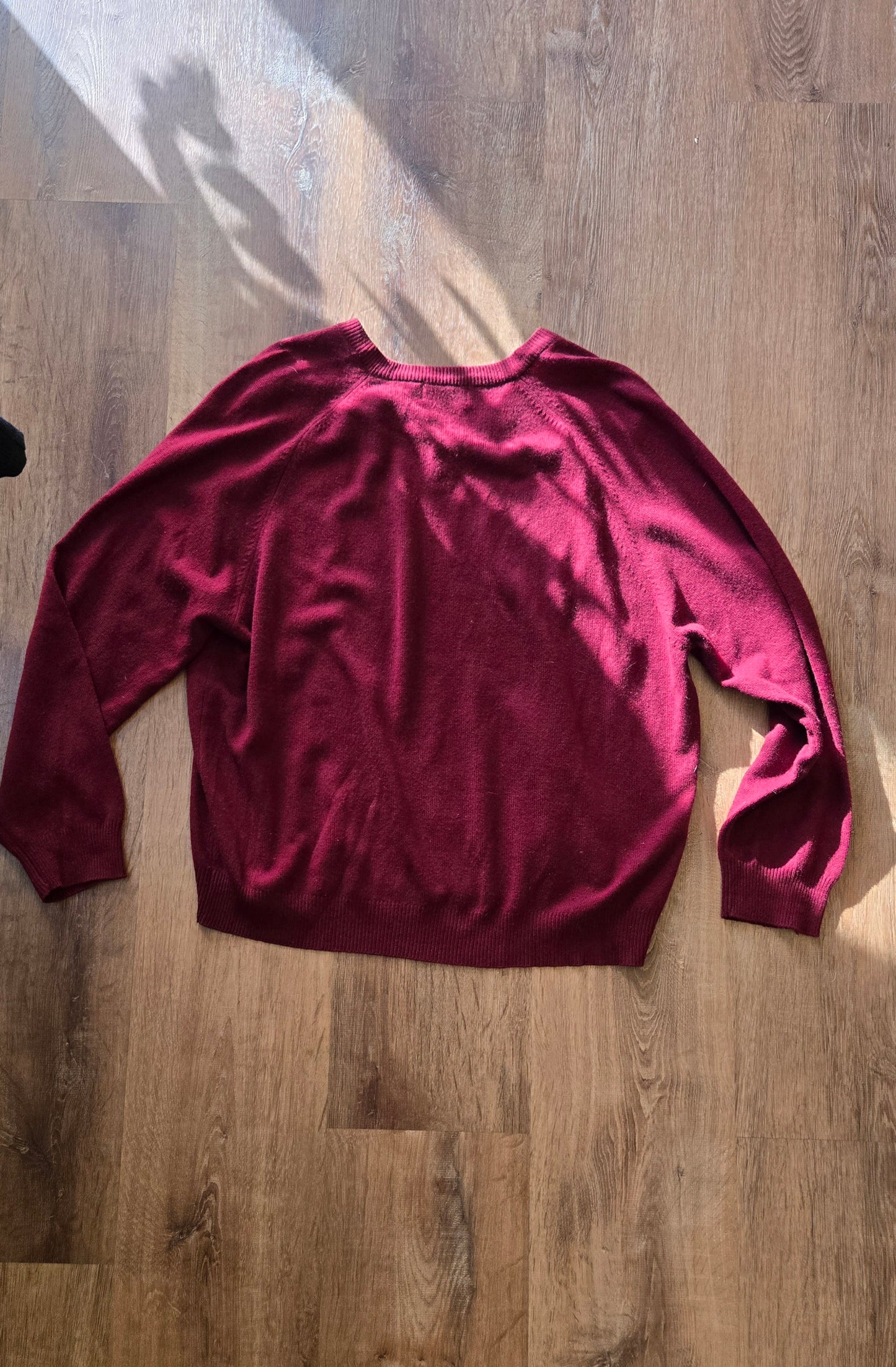 Merlot cashmere v-neck sweater