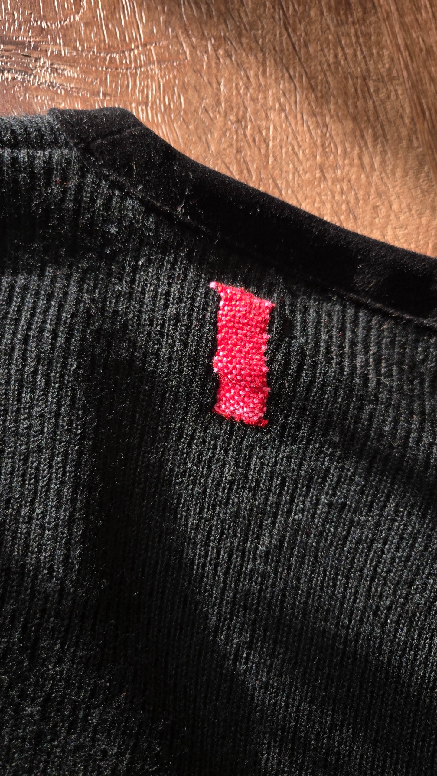 Black ribbed wool cardigan w velvet trim