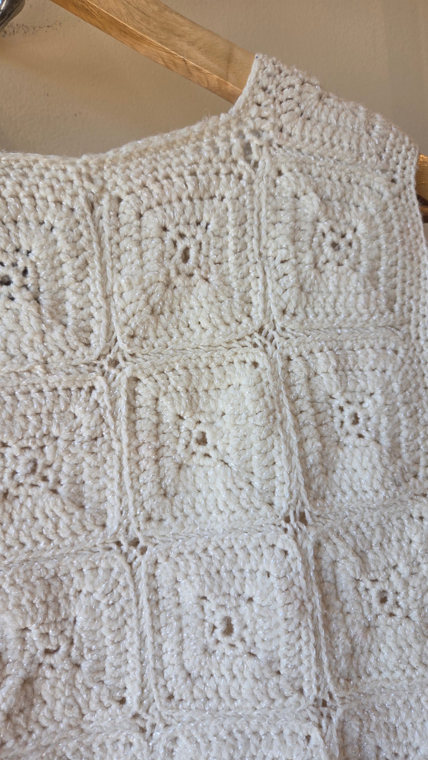 Homemade cream crochet vest
