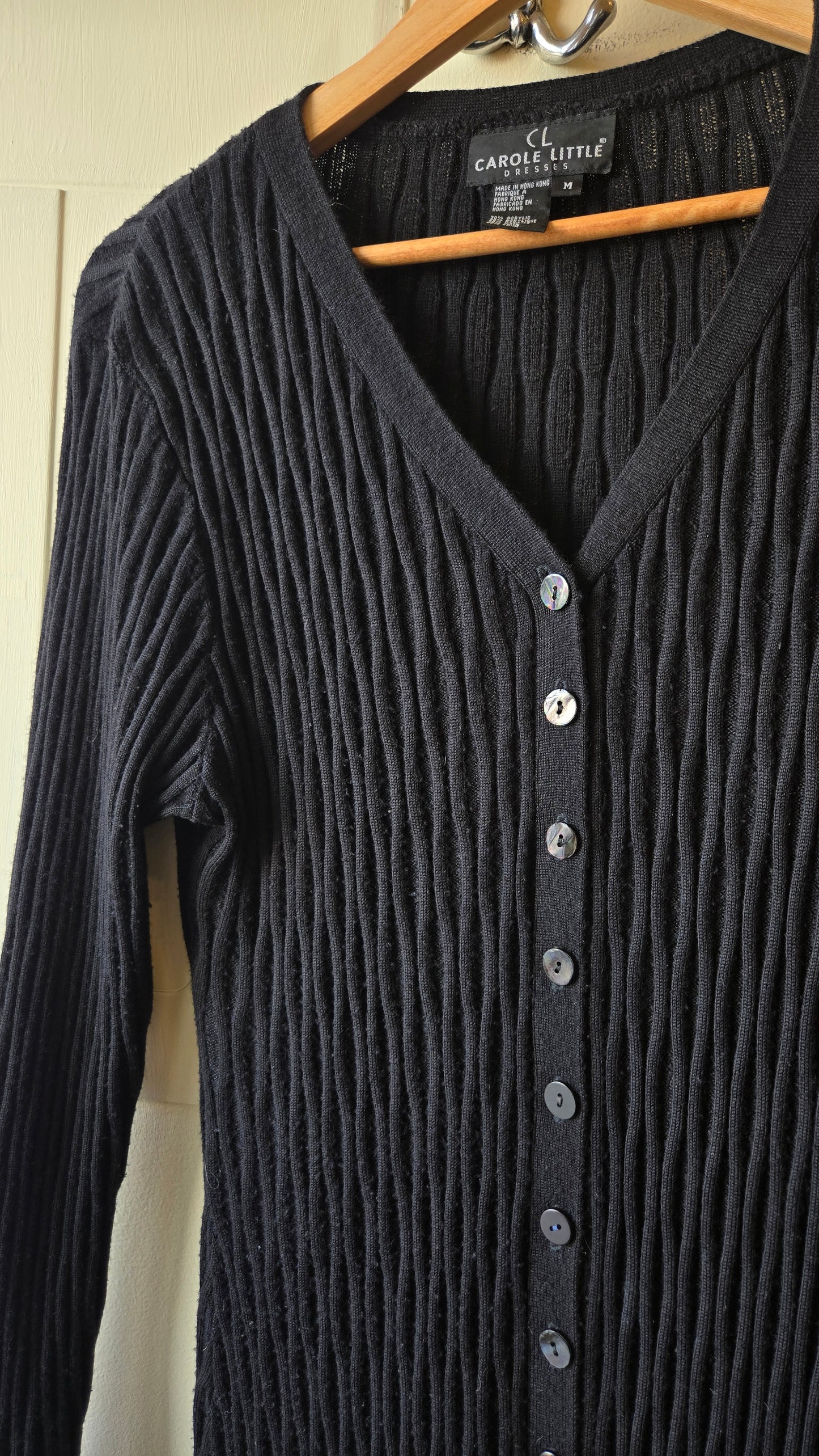 Carole Little black ribbed cardigan tunic/dress