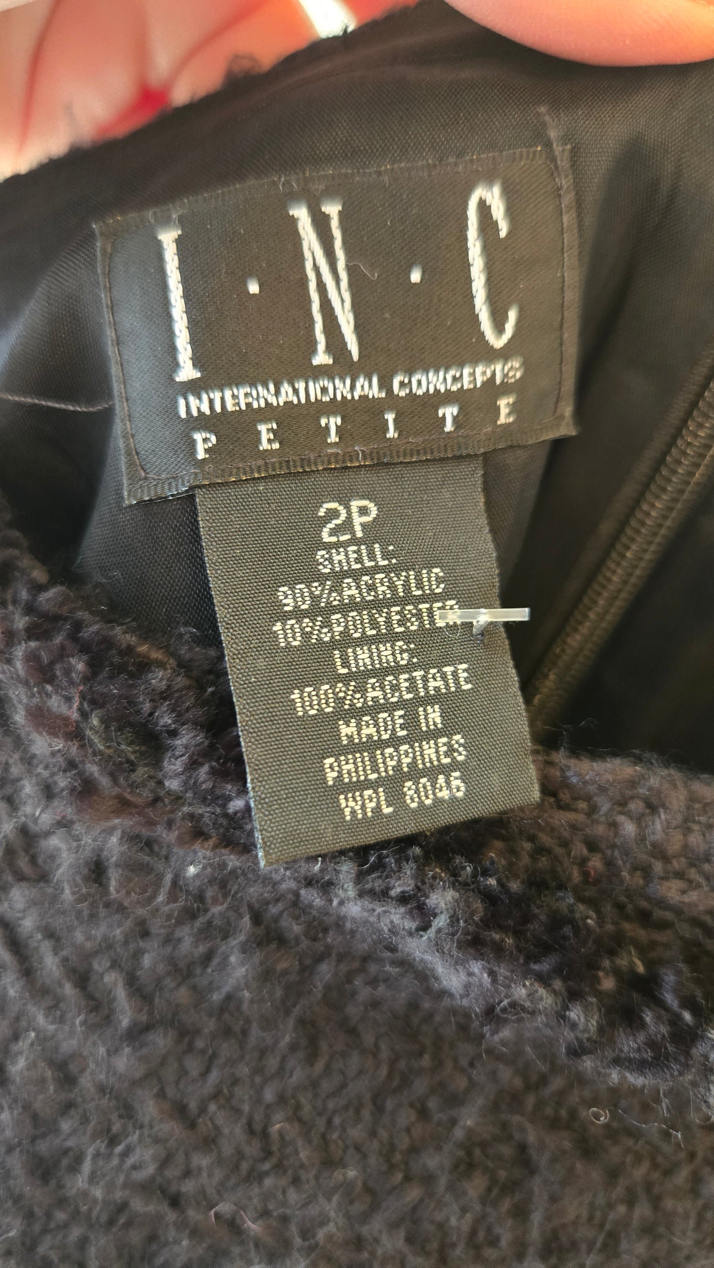 Black asymmetric boucle skirt