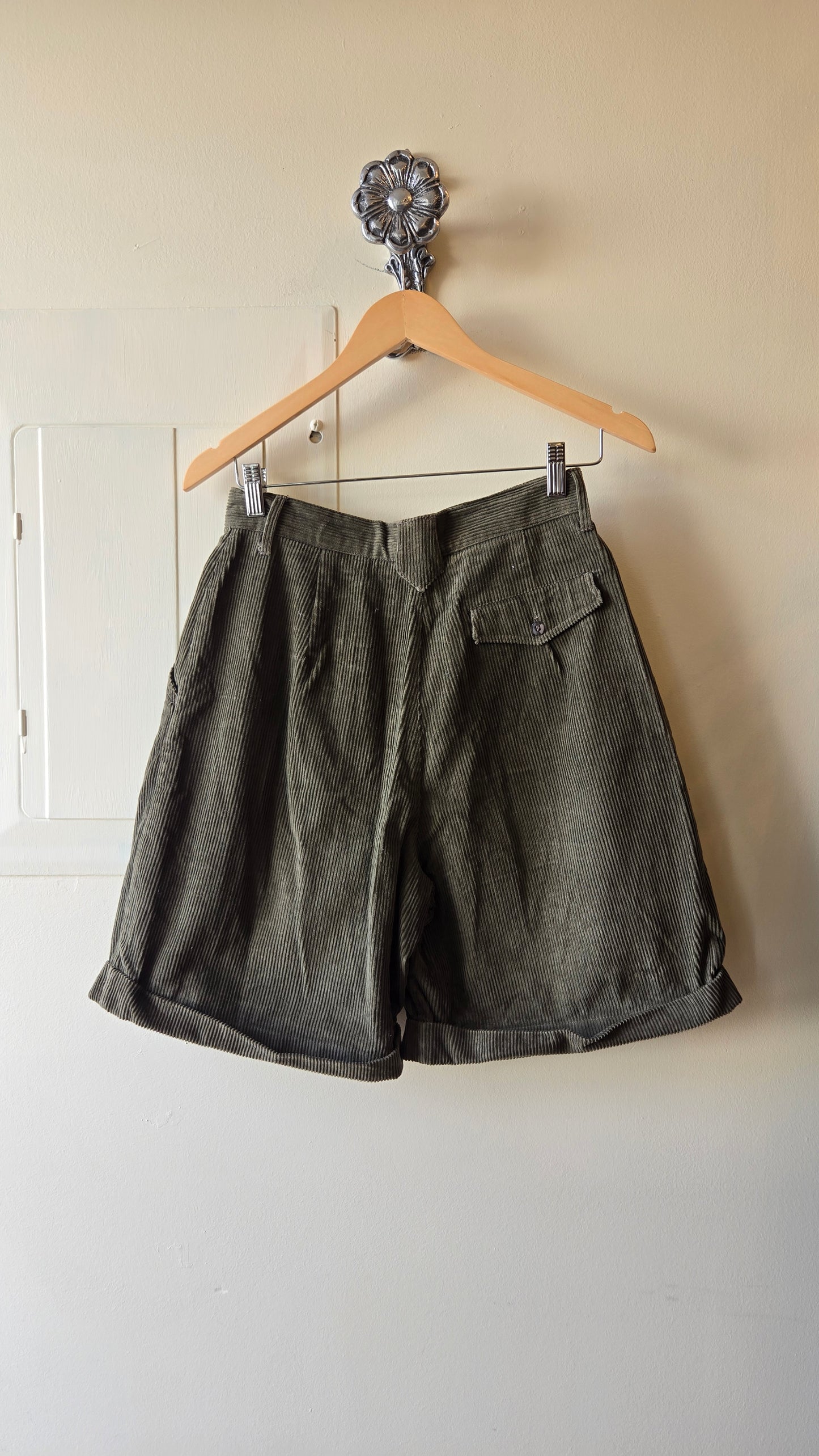 Dark sage corduroy Bermuda shorts