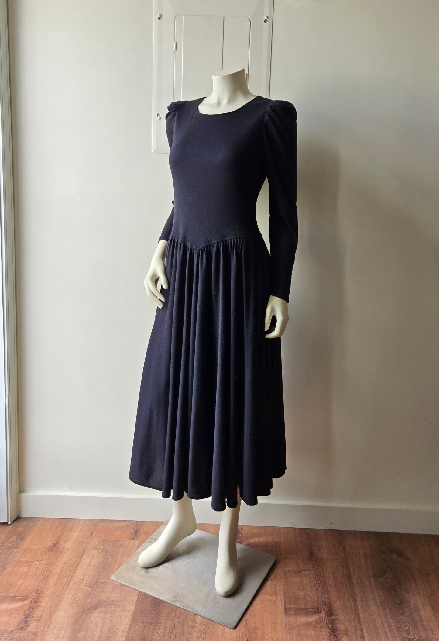 Black leotard drop waist mididress