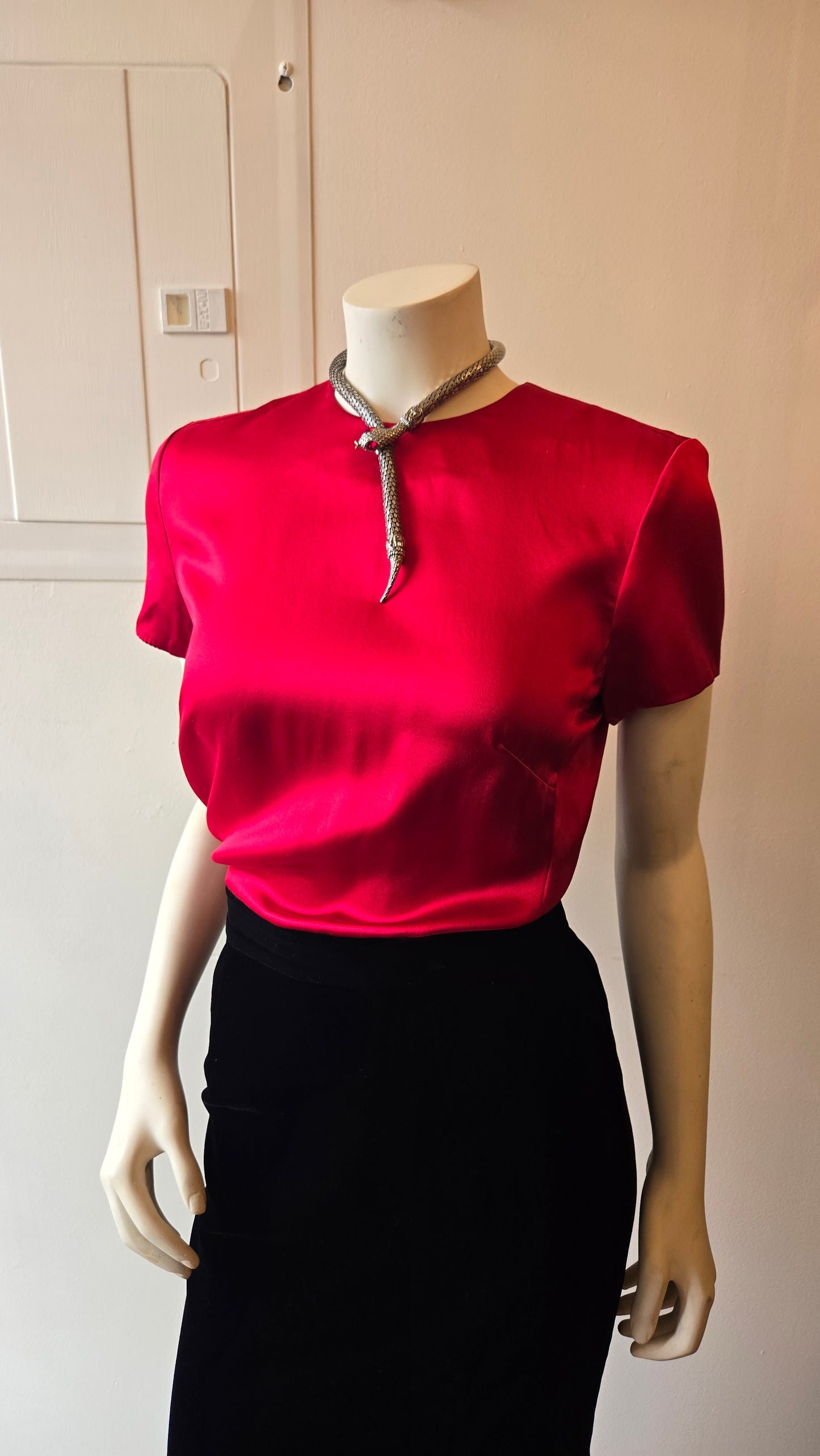 Worth red silk charmeuse tee