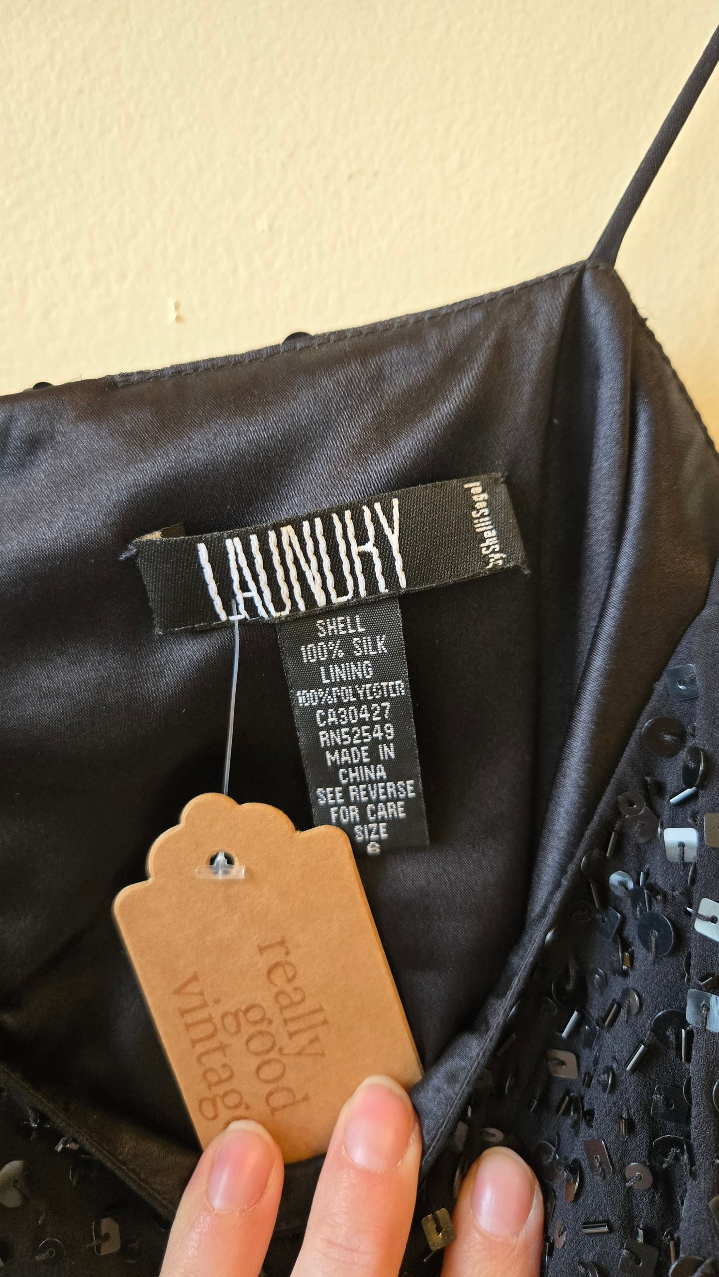 Shelli Segal silk sequin beaded dress