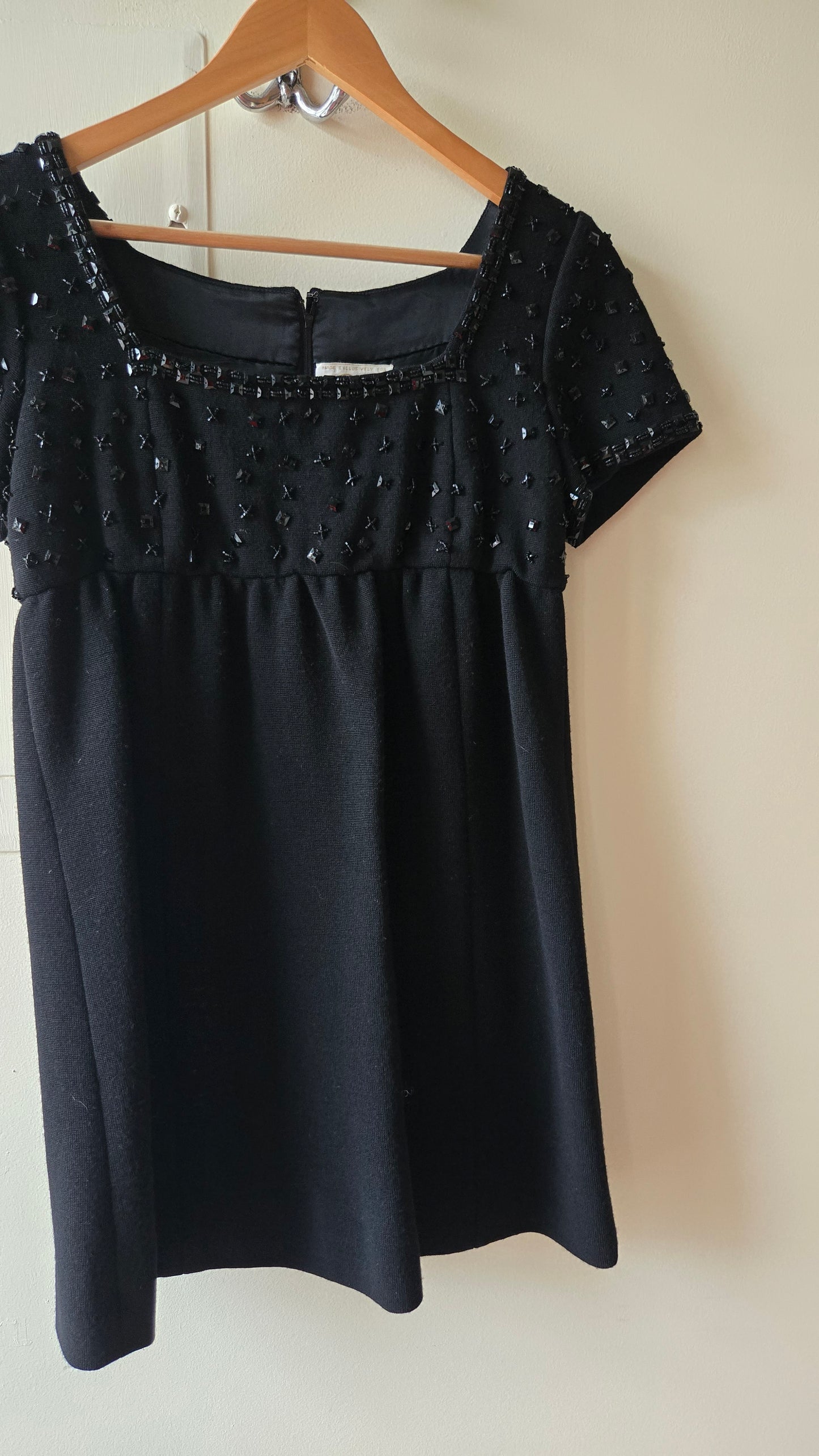 Pogue's beaded wool babydoll dress