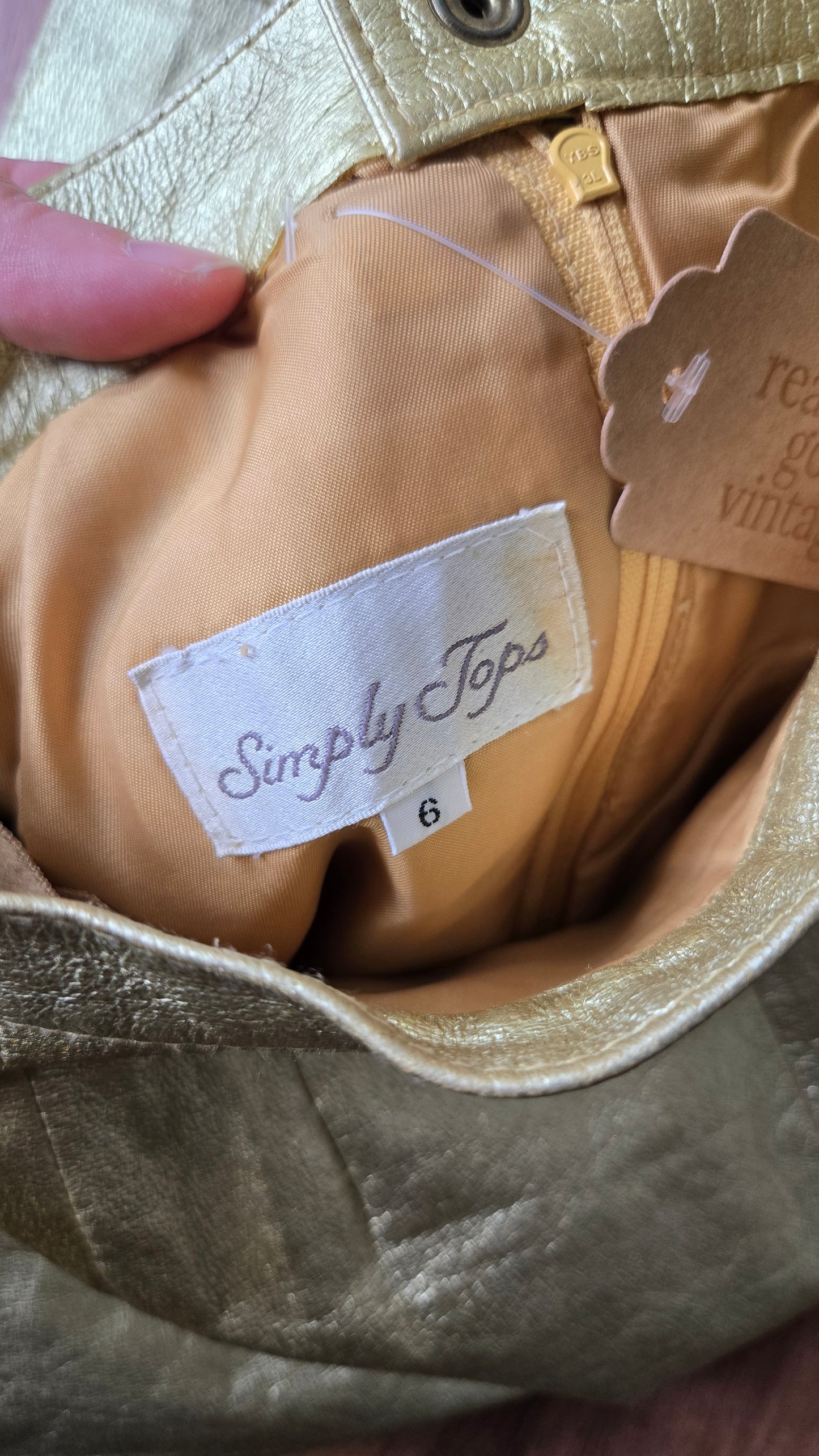 Gold leather pencil skirt