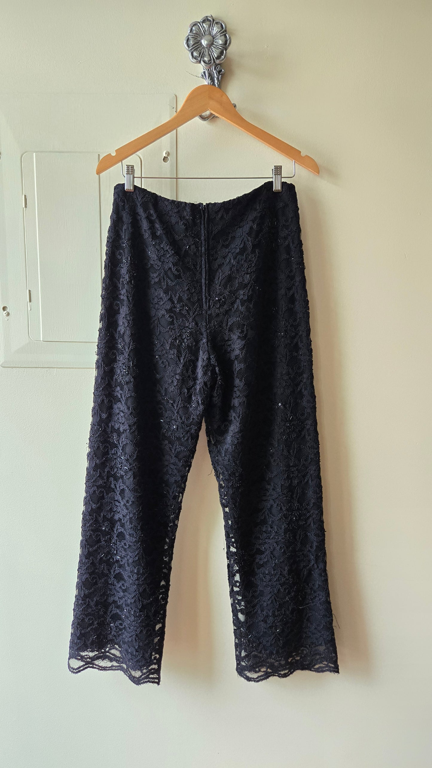 Sandra Darren black lace beaded pants