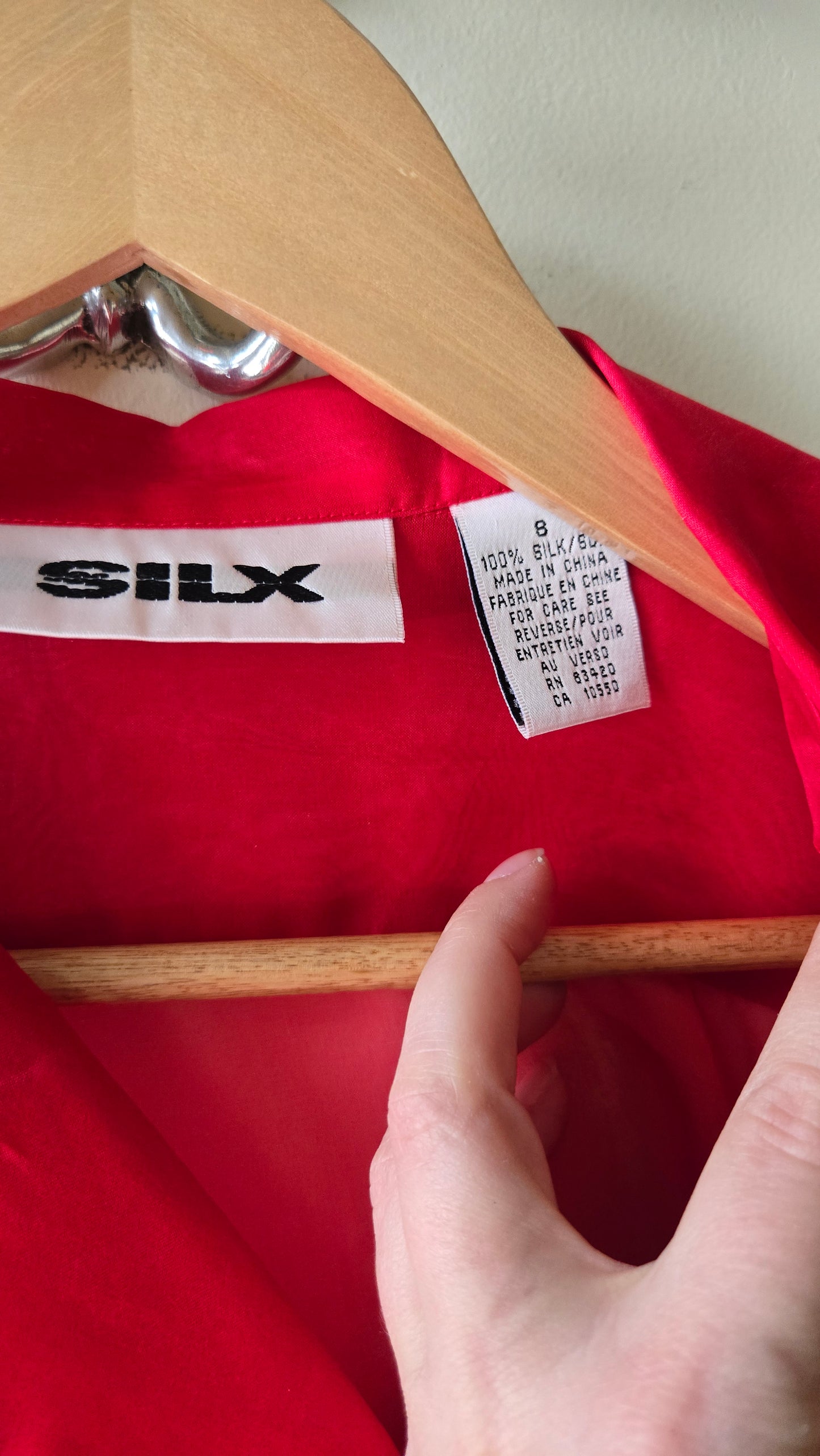 Red sheer silk blouse